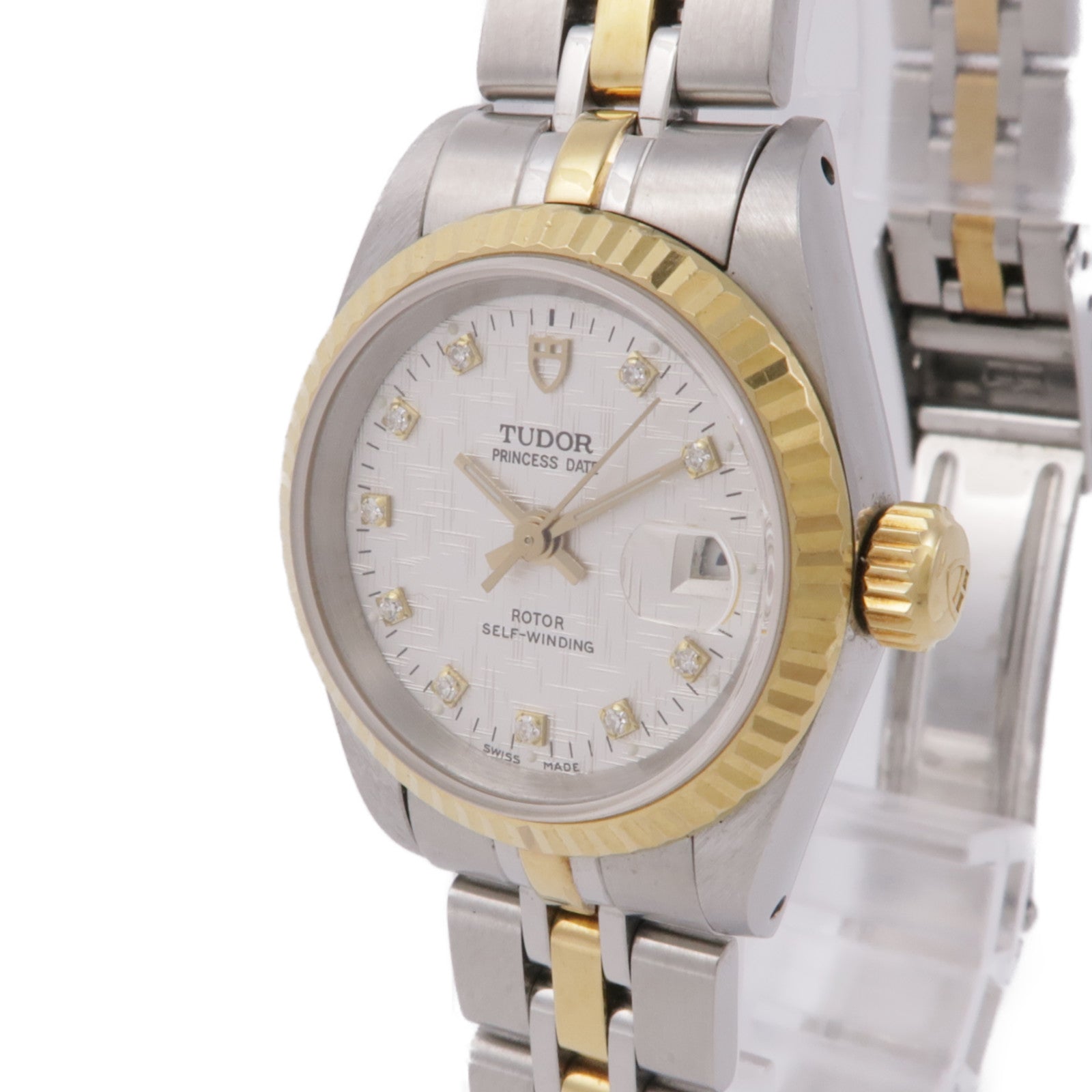 TUDOR Princess Date 18K黃金/不鏽鋼/鑽石手錶自動機芯