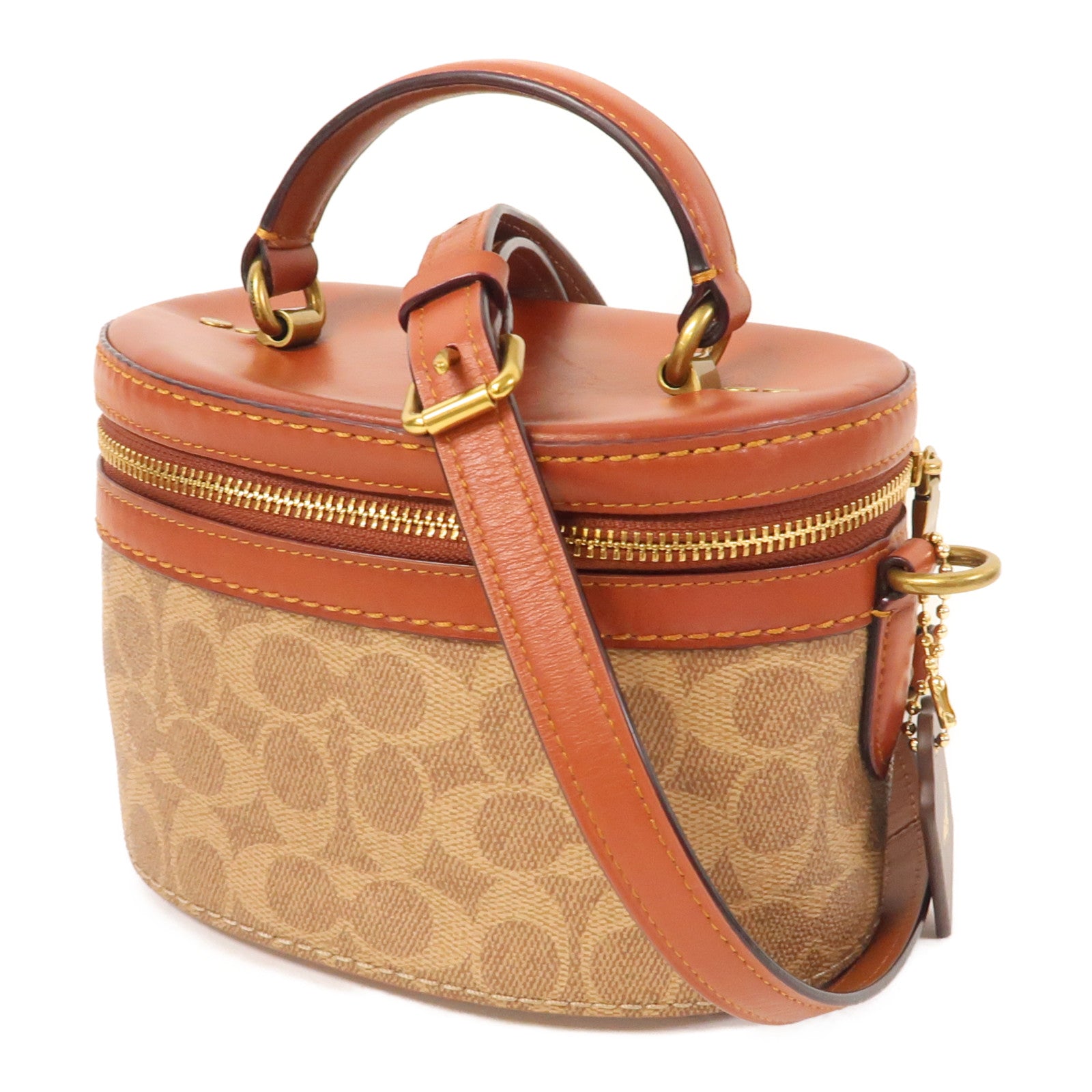 COACH 塗層帆布2way Vanity Bag手挽肩背兩用袋啡色