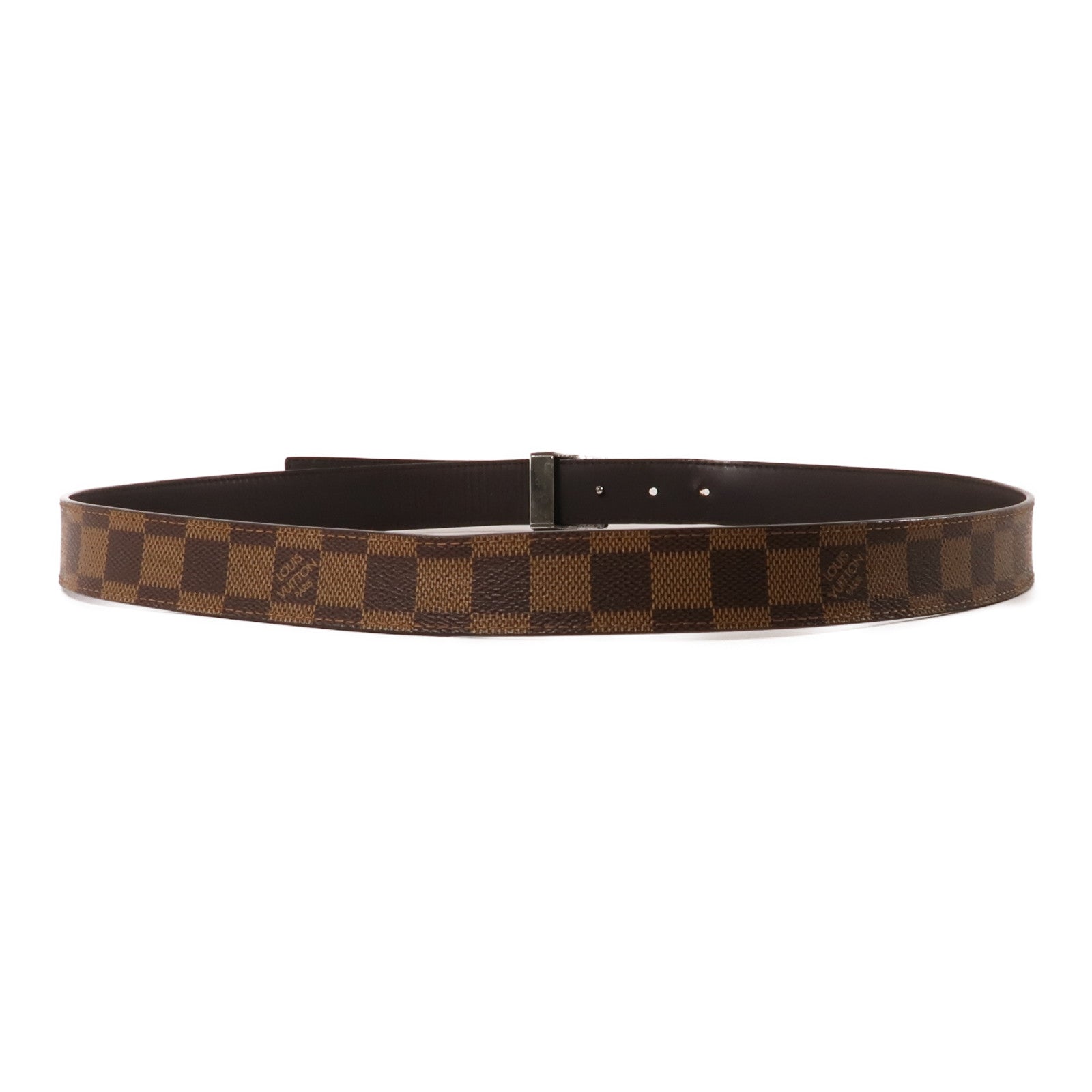 LOUIS VUITTON Damier Belt銀扣腰帶棕色