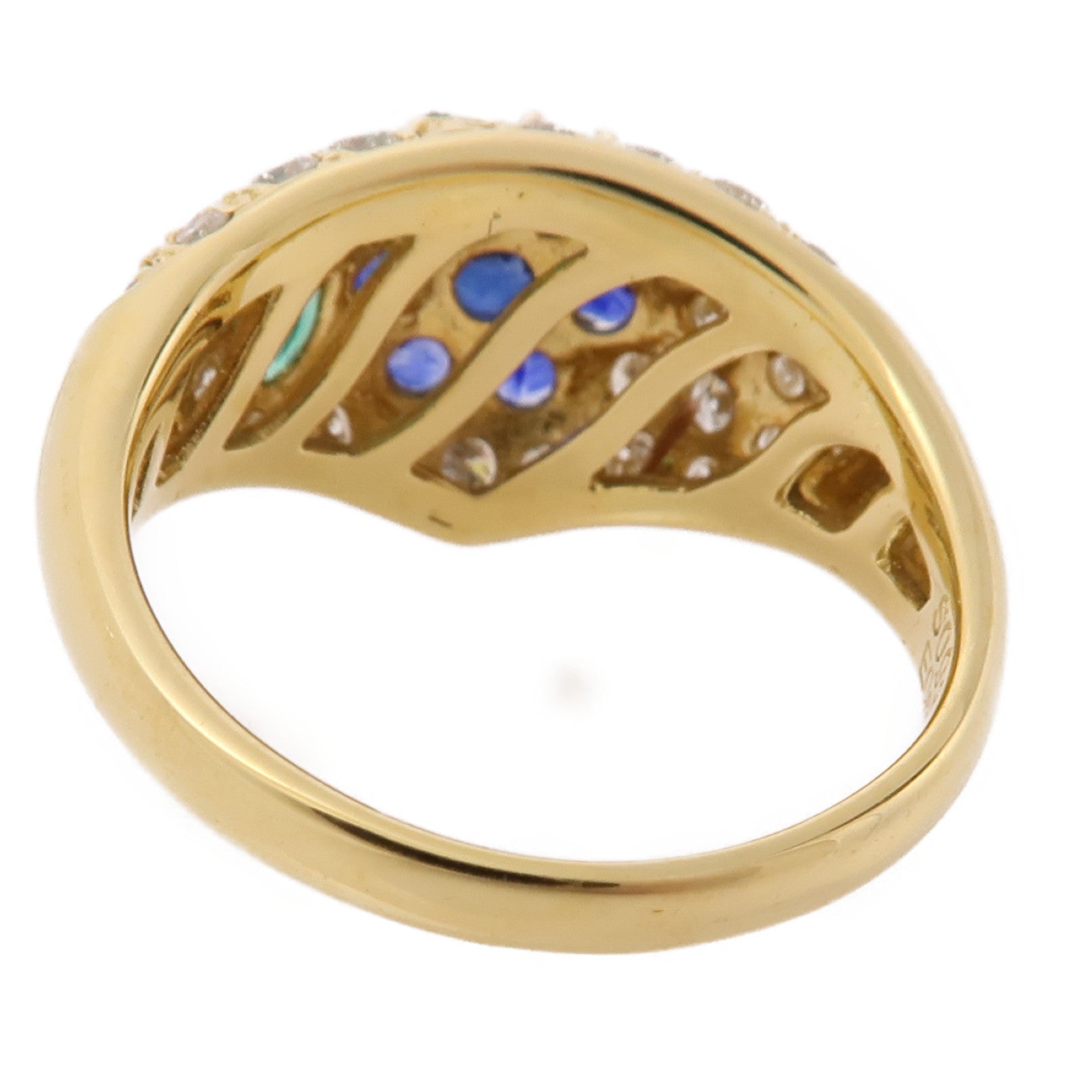 JEWELRY 【激減優惠】18K黃金Sapphire/Emerald/Diamond Ring藍寶石/綠寶石/鑽石戒指US#7