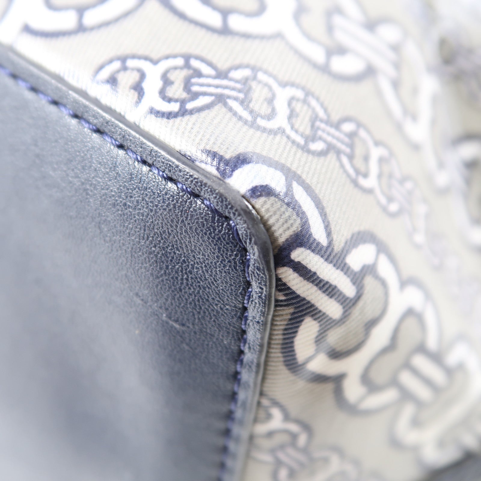 Tory Burch 【激減優惠】塗層帆布/皮革Shoulder Tote金扣肩背袋/手挽袋灰色/藍色