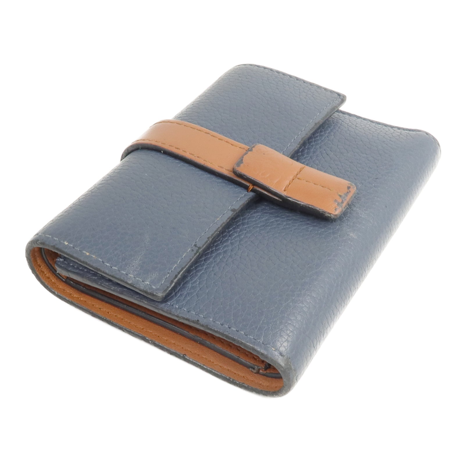 LOEWE 牛皮皮革Wallet銀扣錢包