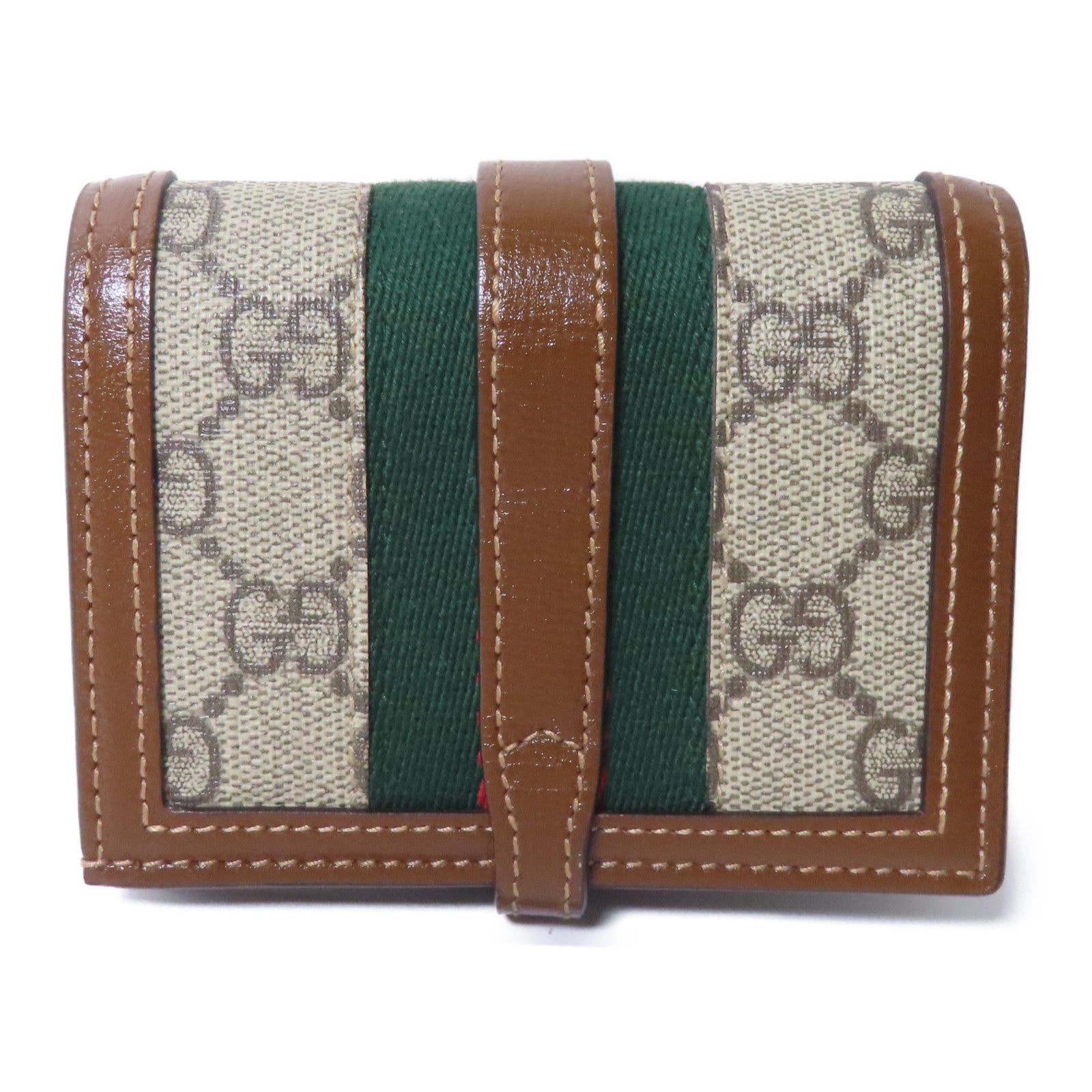 GUCCI GG Supreme帆布/皮革Jackie 1961 Card Case Wallet金扣錢包啡色/米色