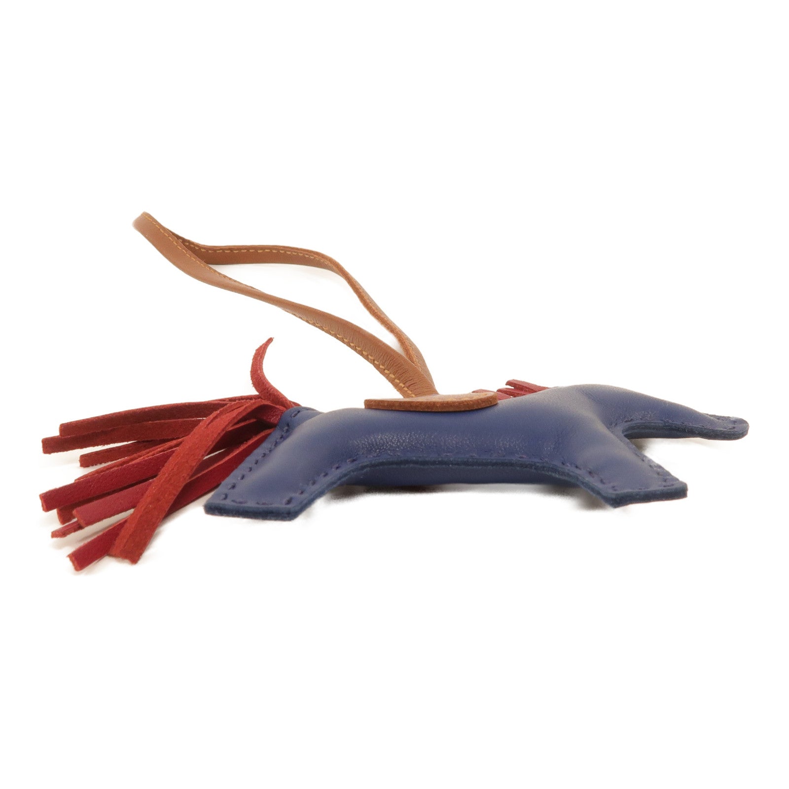 HERMES Milo皮革Rodeo PM掛飾Bleu de Malte/Rubis/