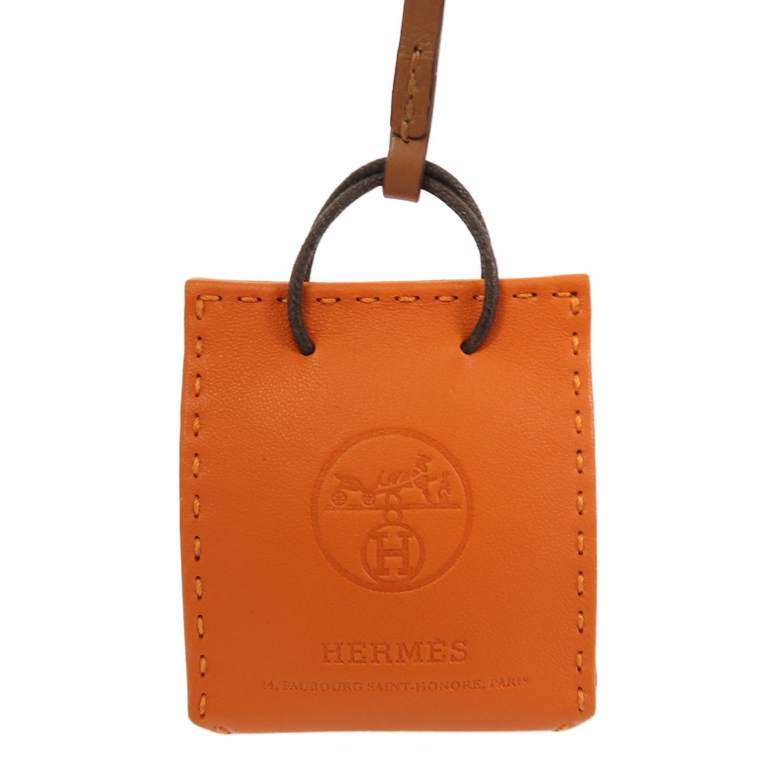 HERMES Swift皮革Charm掛飾橙色