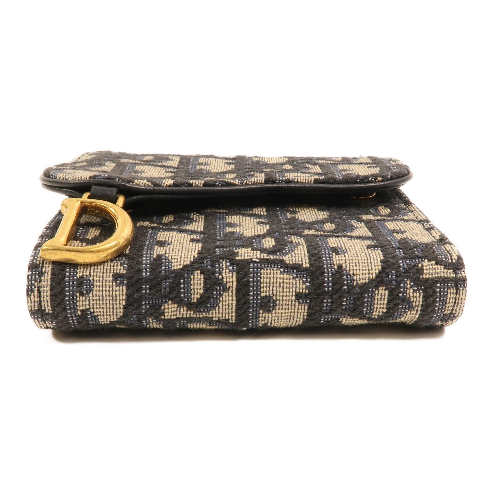 Dior 帆布/牛皮皮革Saddle Lotus Wallet金扣錢包