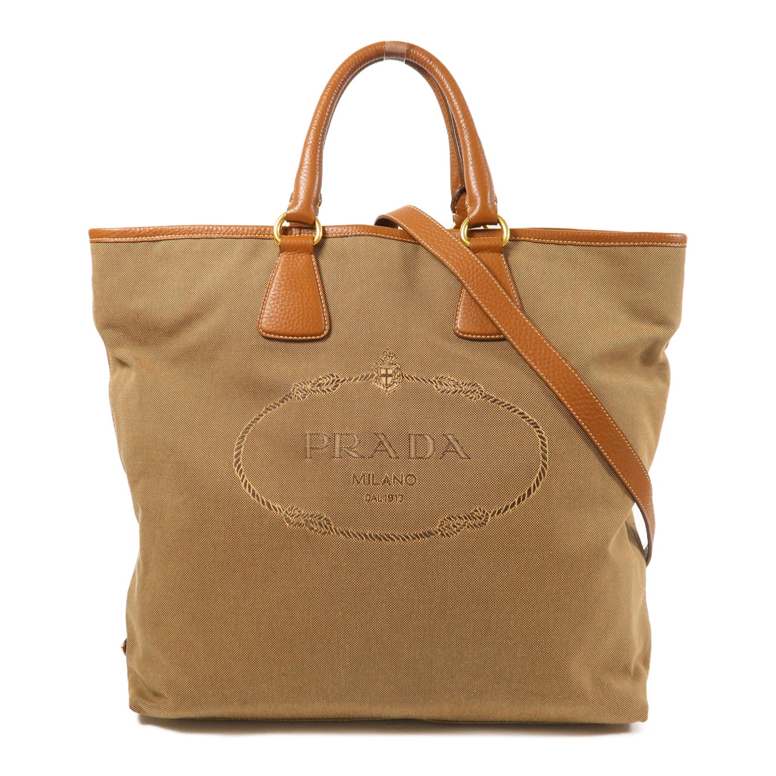 PRADA 帆布2 Way Shoulder金扣手挽肩背兩用袋