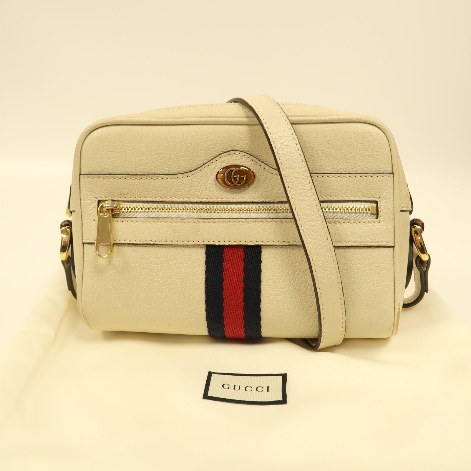 GUCCI 牛皮皮革Shoulder Bag金扣肩背袋白色