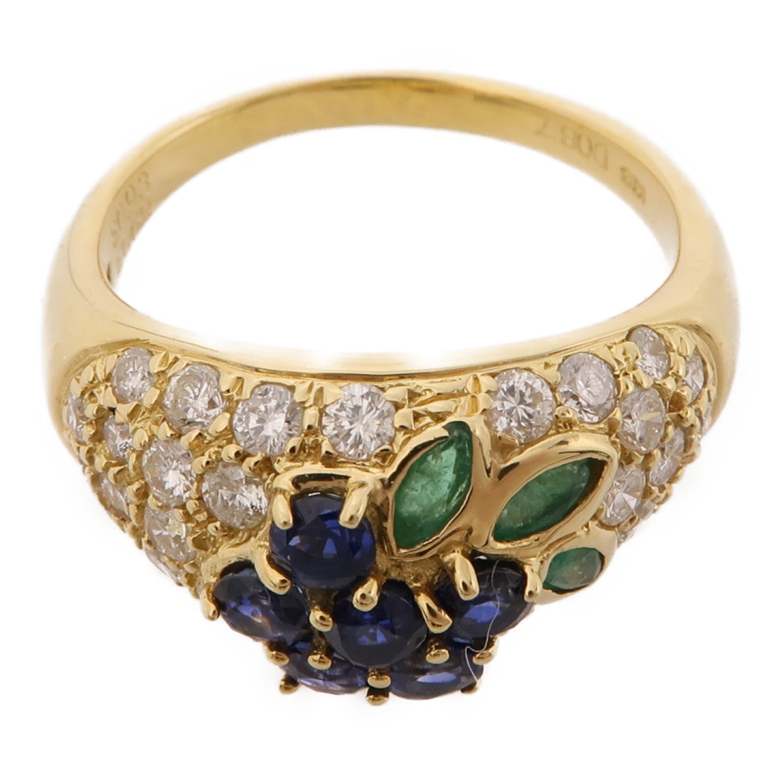 JEWELRY 【激減優惠】18K黃金Sapphire/Emerald/Diamond Ring藍寶石/綠寶石/鑽石戒指US#7