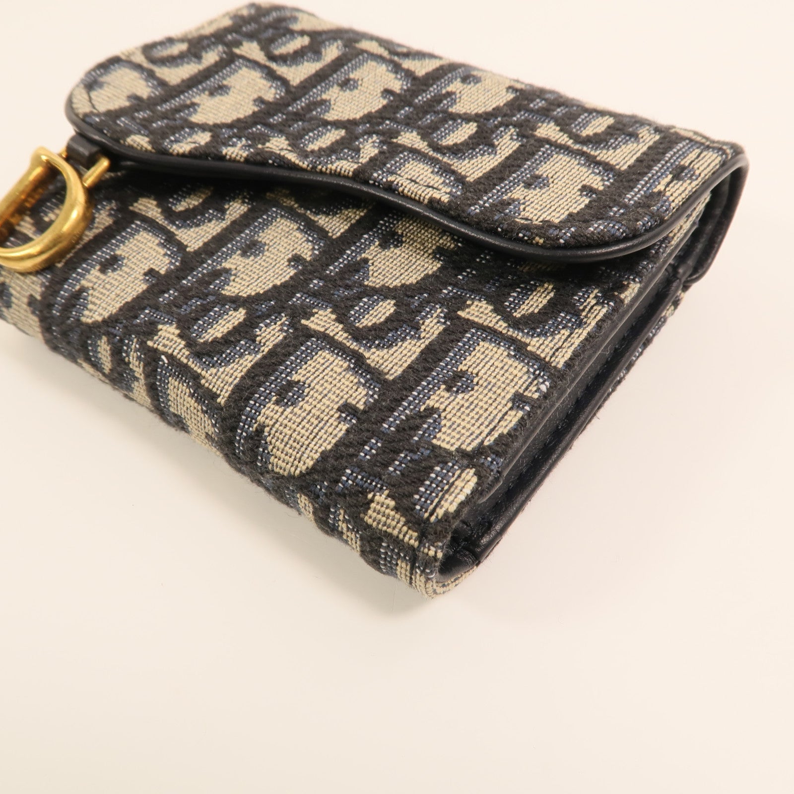 Dior 帆布/牛皮皮革Saddle Lotus Wallet金扣錢包