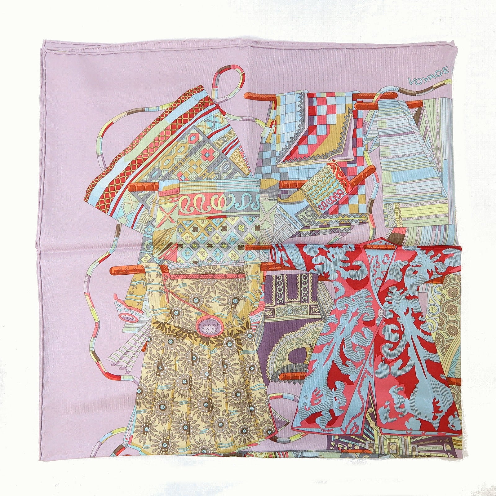 HERMES 絲質Scarf 90x90絲巾紫色/多色