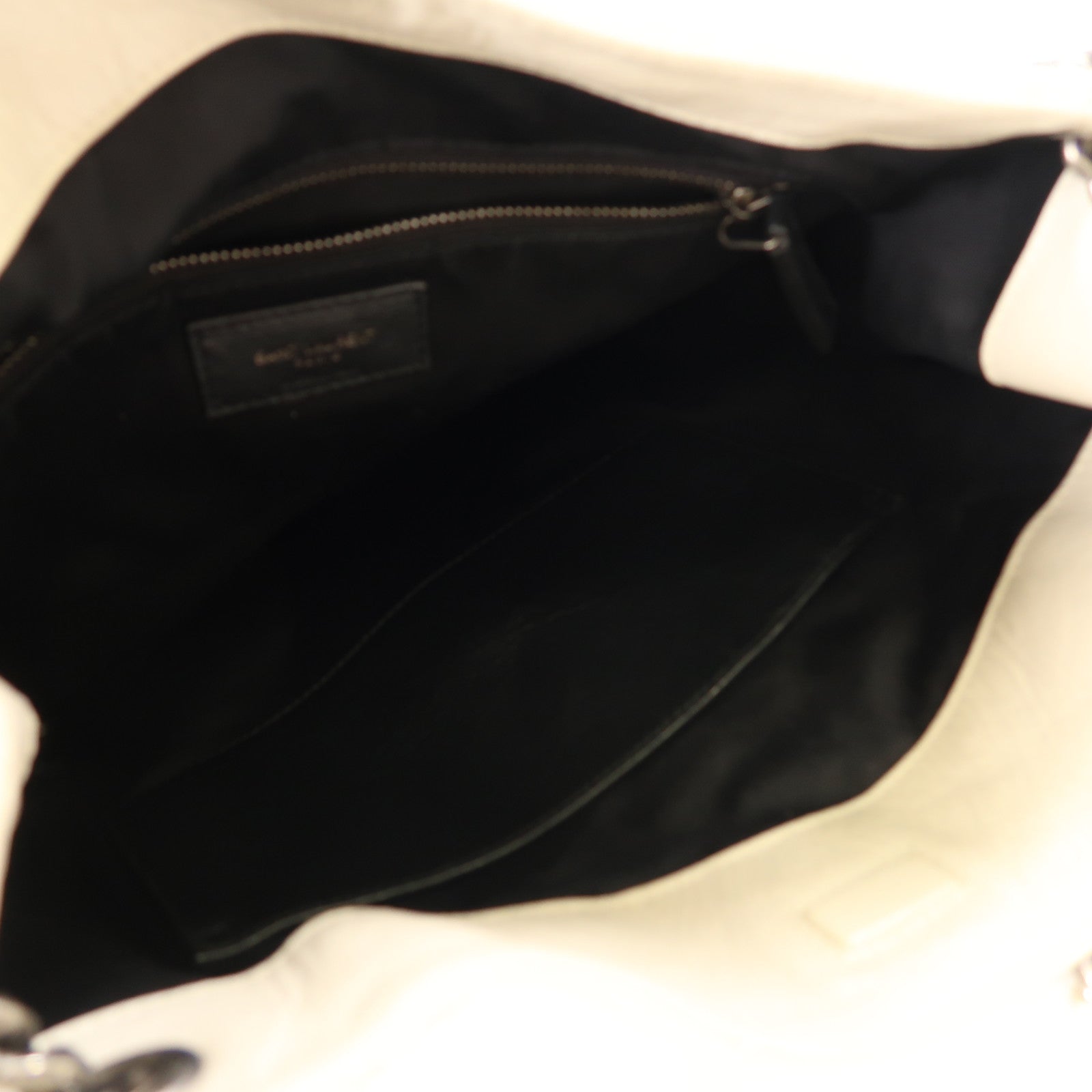 SAINT LAURENT 牛皮皮革Shoulder Bag銀扣肩背袋米色