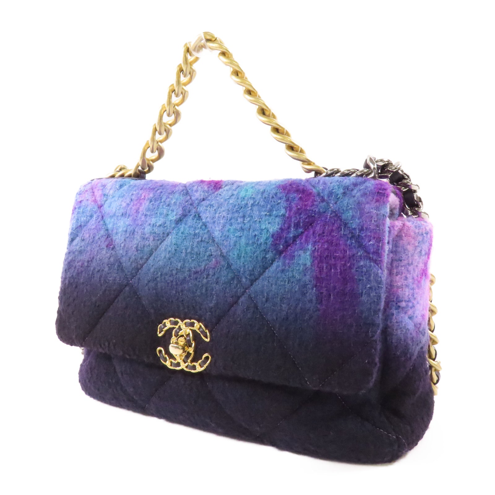 CHANEL 羊毛Ombre Large 19鏈帶手挽肩背兩用袋