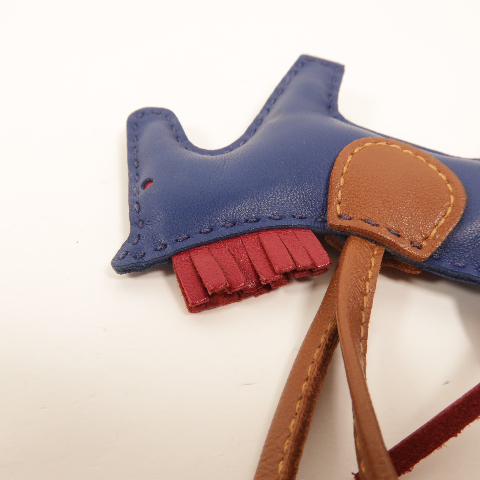 HERMES Milo皮革Rodeo PM掛飾Bleu de Malte/Rubis/