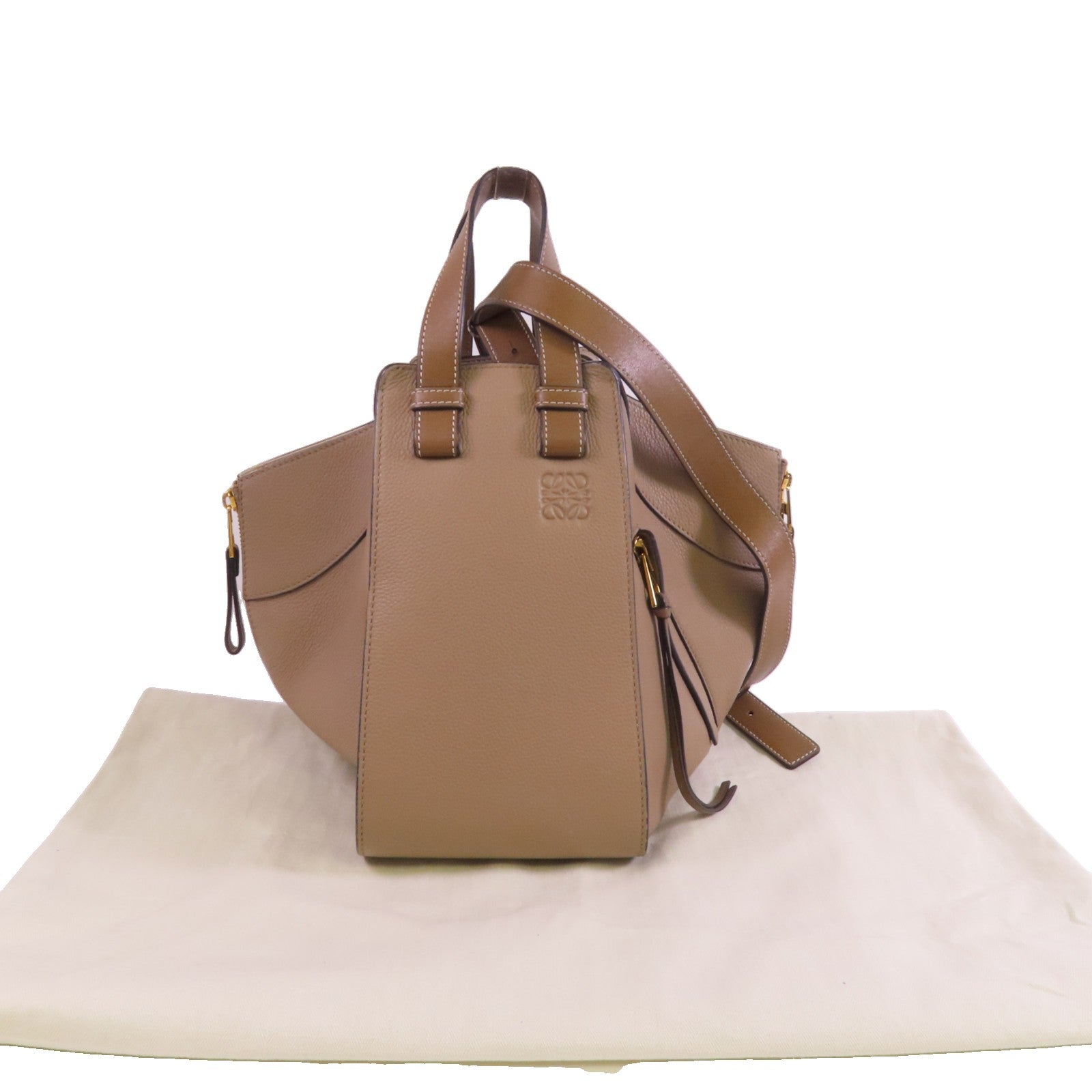 LOEWE GHW Hammock Small Hand Shoulder Bag Calfskin Leather Beige