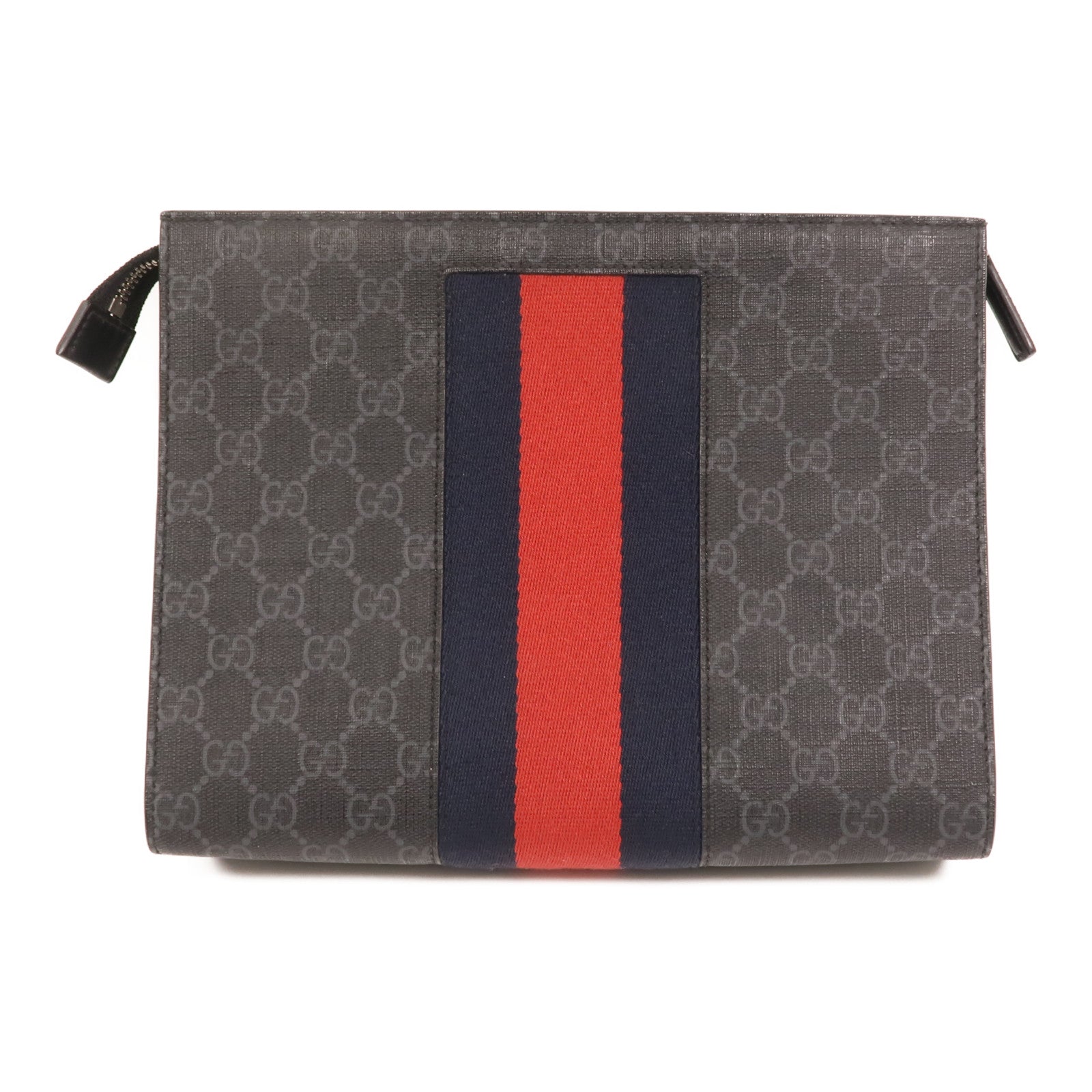 GUCCI GG帆布GG Supreme Web Pouch銀扣手拿包