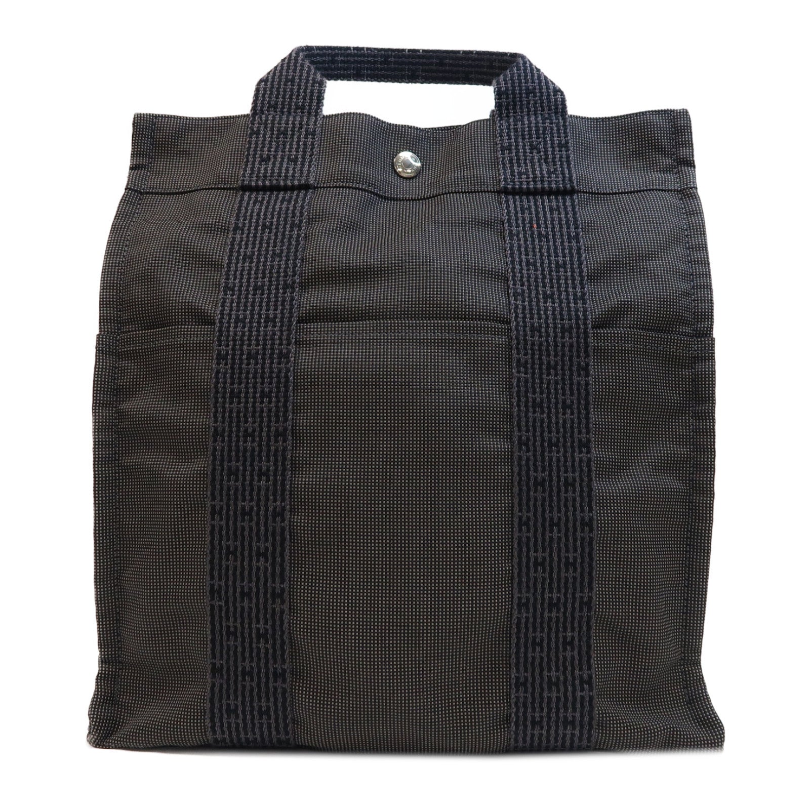 HERMES 帆布Herline Backpack銀扣背包灰色