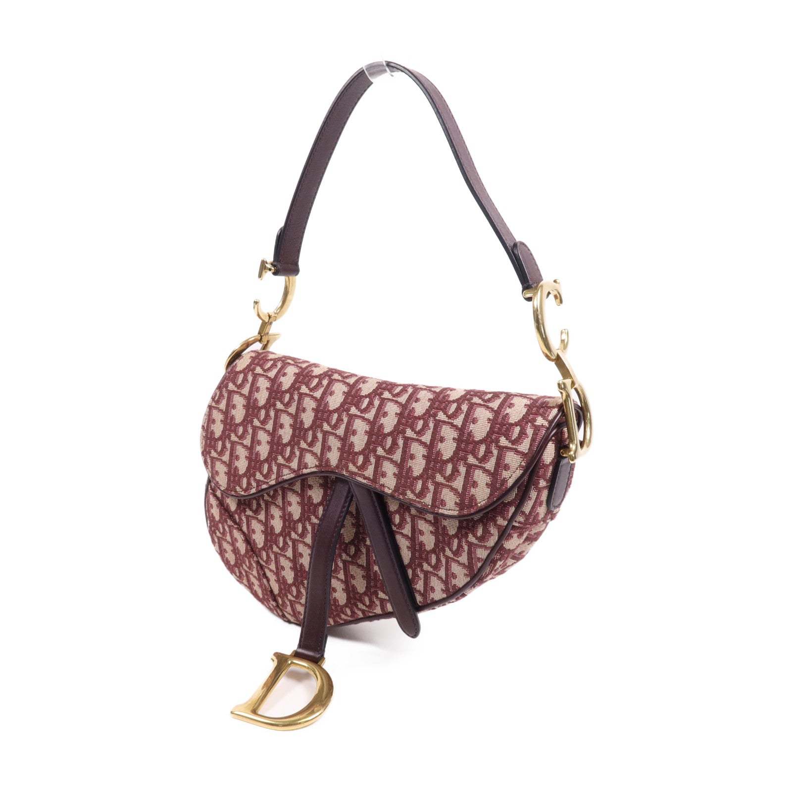 Dior 帆布Mini Saddle金扣手挽袋