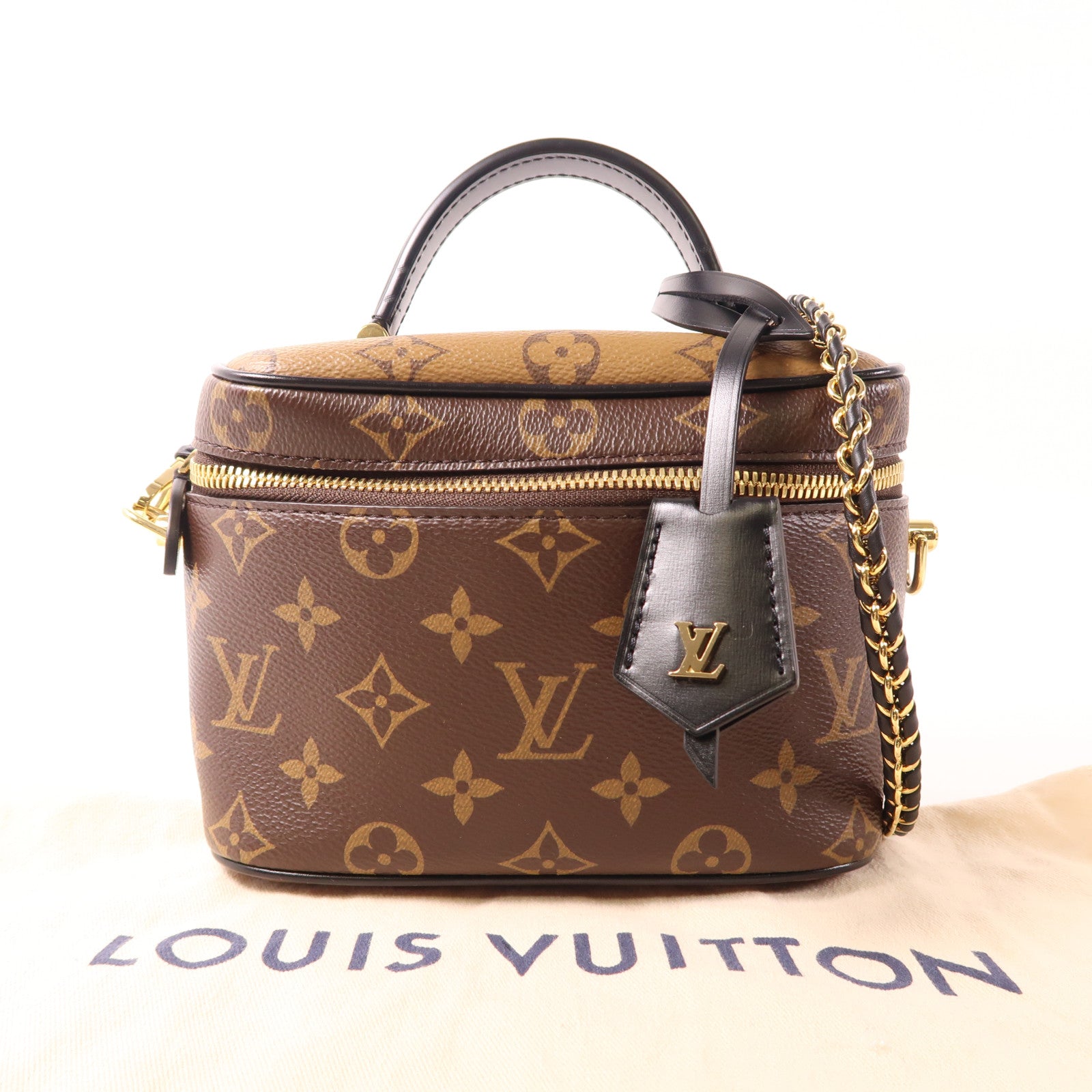 LOUIS VUITTON Monogram Reverse Vanity Chain Pouch金扣手挽肩背兩用袋