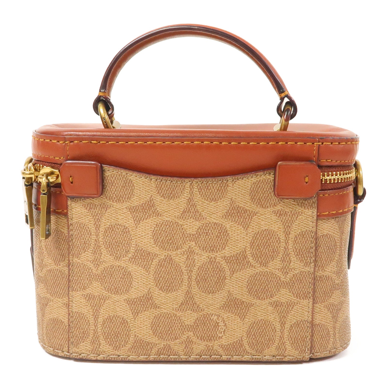 COACH 塗層帆布2way Vanity Bag手挽肩背兩用袋啡色