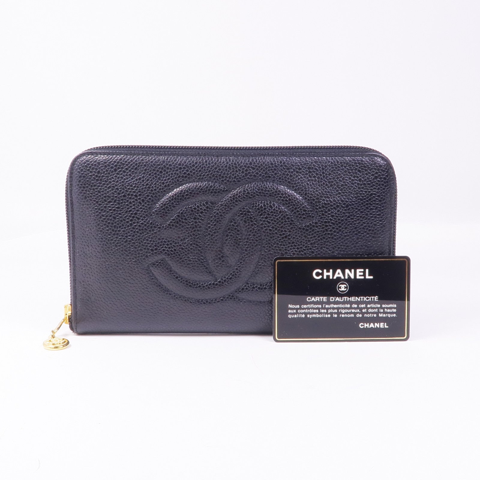 CHANEL 牛皮皮革Long Wallet金扣長錢包