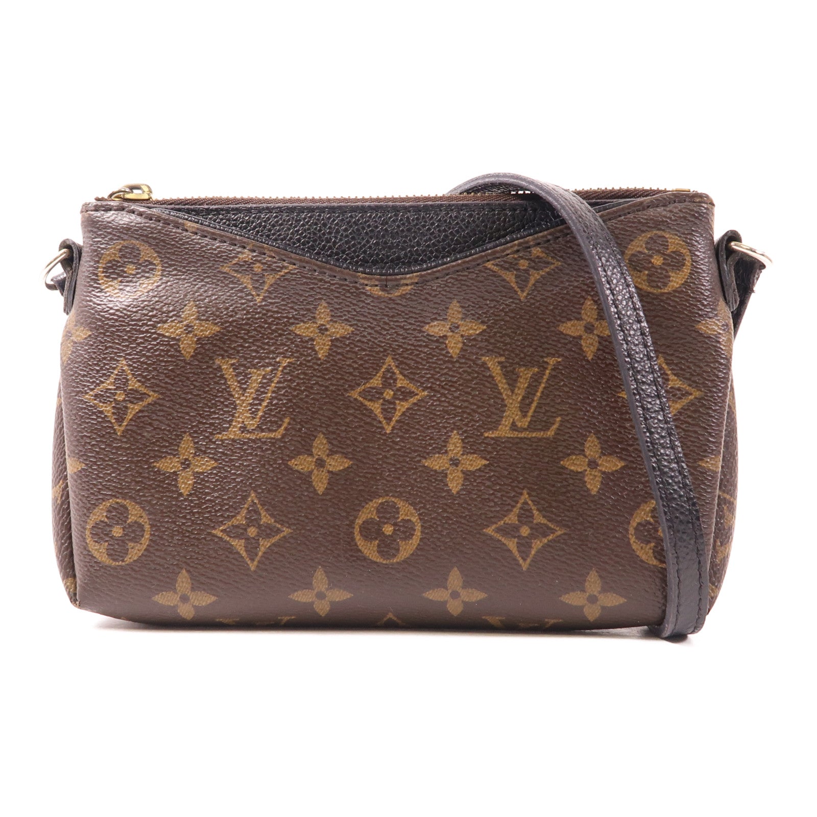 LOUIS VUITTON LV GHW Pallas Clutch Shoulder Bag M41639 Monogram Brown/Black