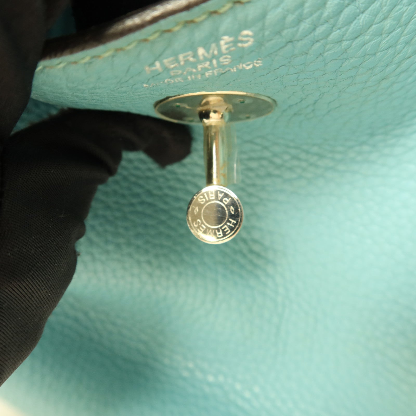 HERMES Clemence皮革Lindy 30手挽肩背兩用袋Bleu Atoll