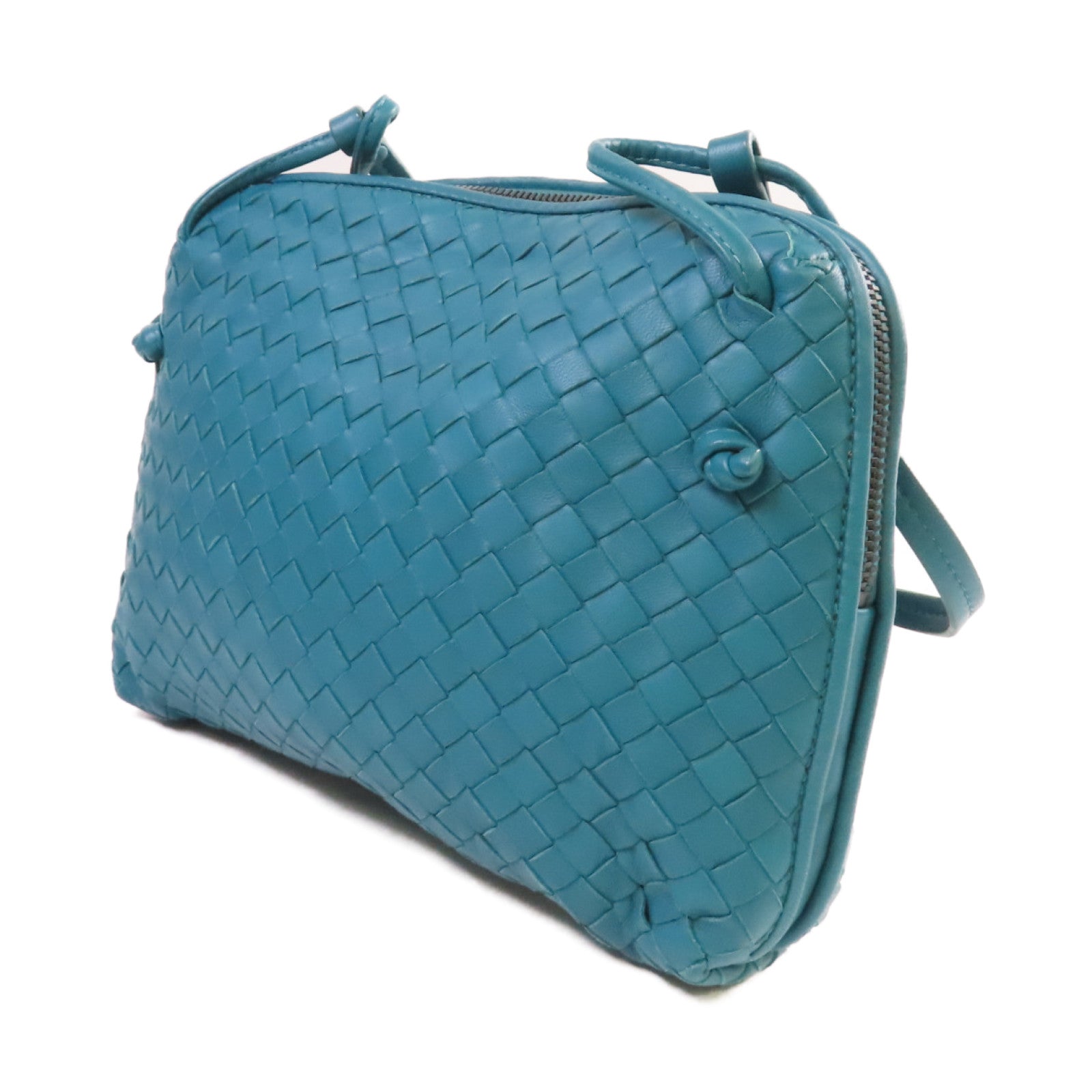 BOTTEGA VENETA 織紋皮革Shoulder Bag肩背袋湖水綠色