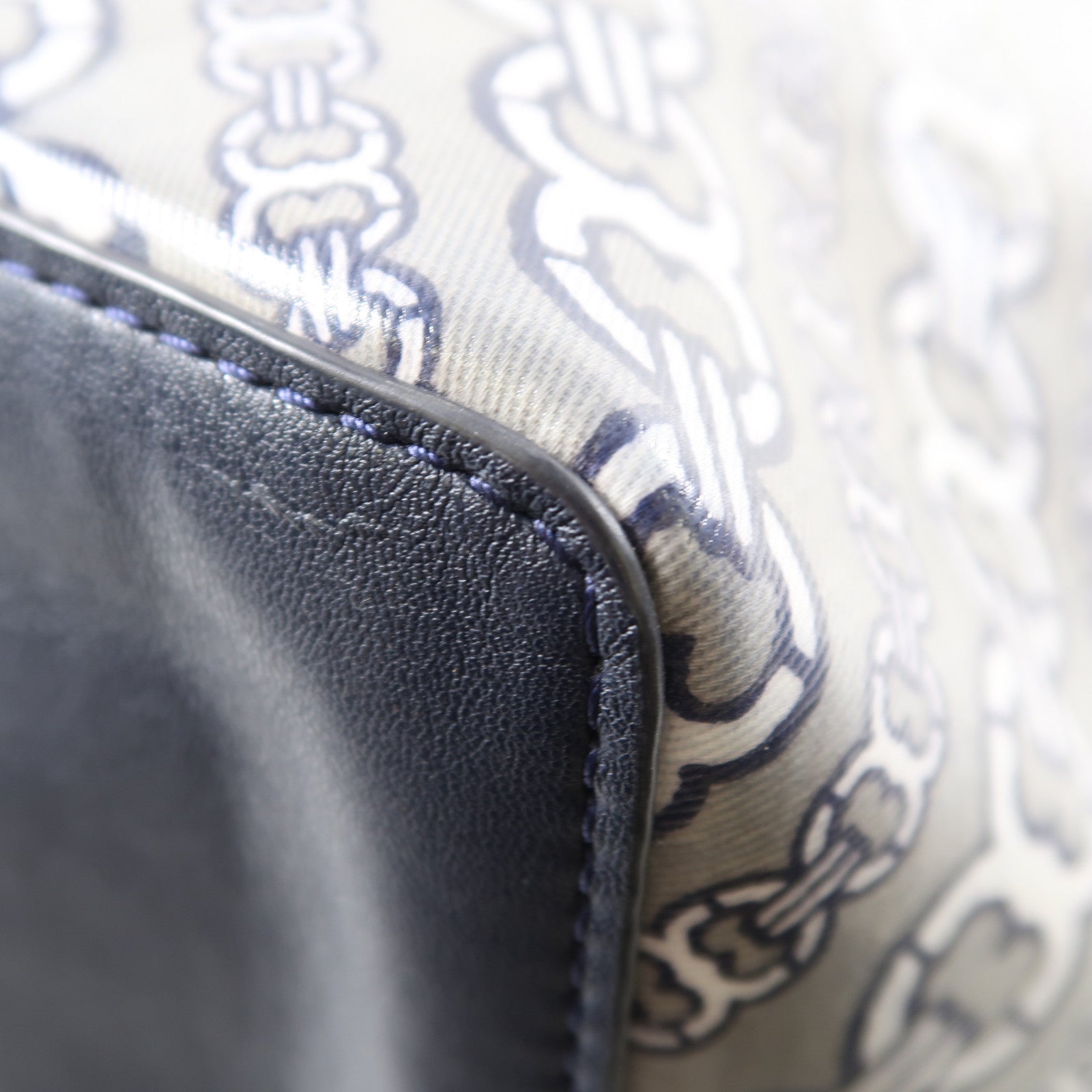 Tory Burch 【激減優惠】塗層帆布/皮革Shoulder Tote金扣肩背袋/手挽袋灰色/藍色
