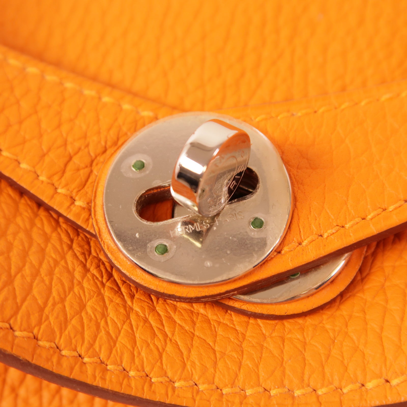HERMES Clemence皮革Lindy 30銀扣手挽肩背兩用袋93 Orange