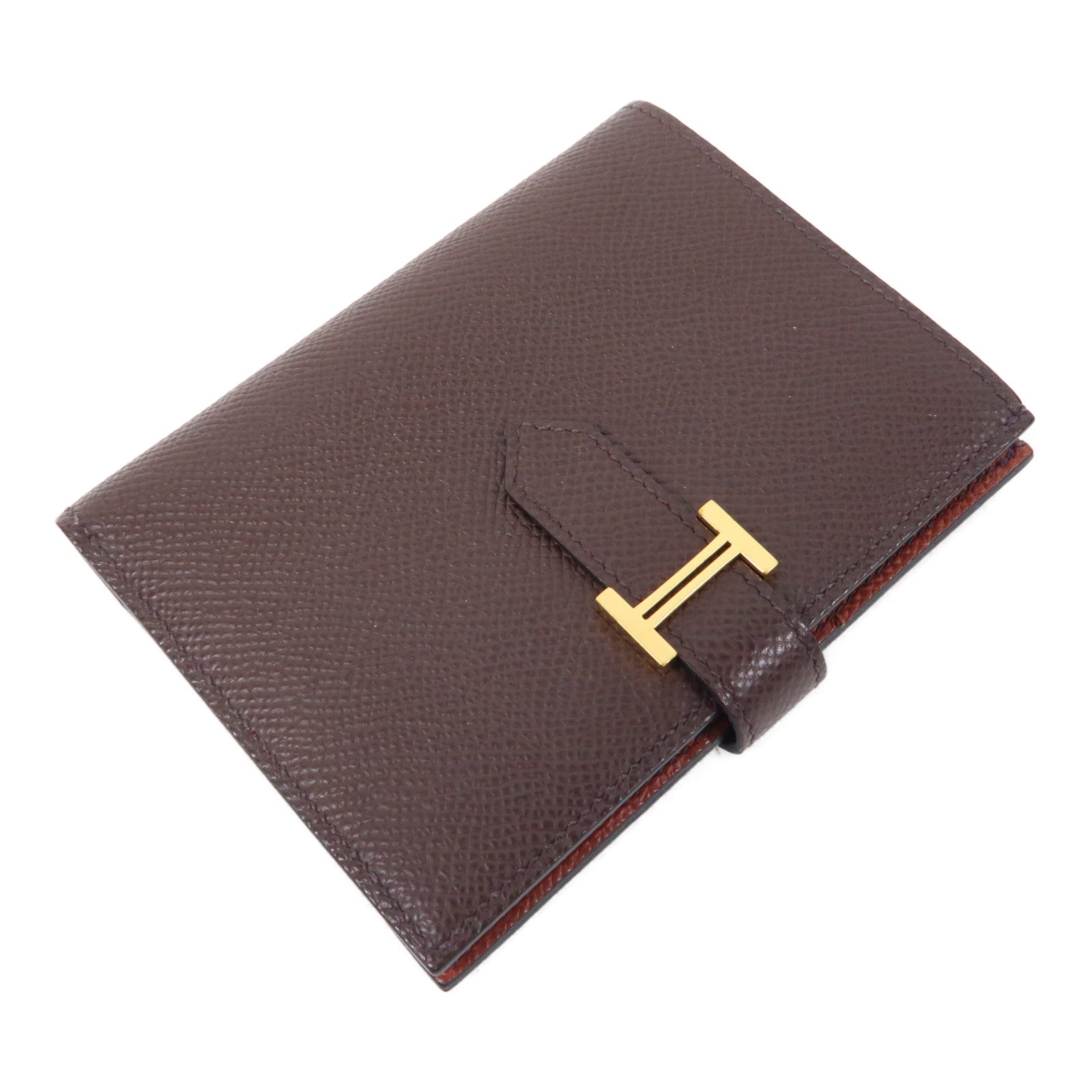 HERMES Epsom皮革Bearn Wallet金扣錢包啡色
