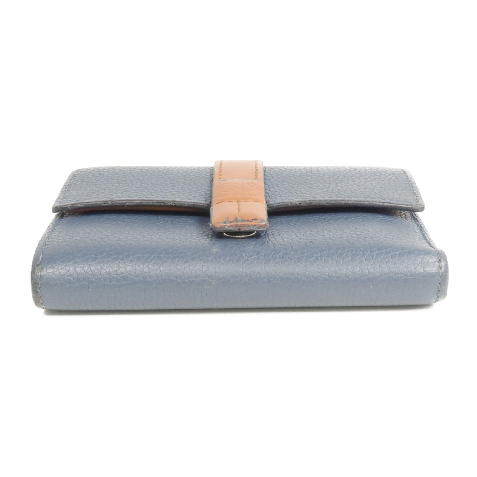 LOEWE 牛皮皮革Wallet銀扣錢包