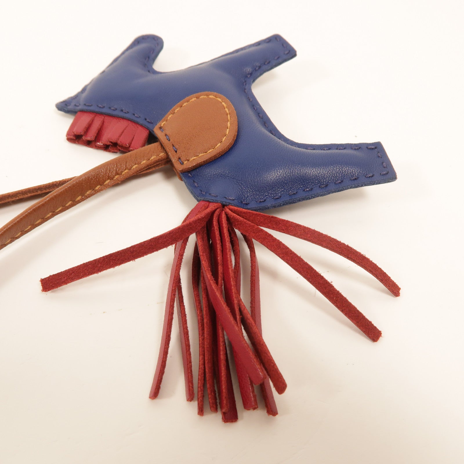 HERMES Milo皮革Rodeo PM掛飾Bleu de Malte/Rubis/
