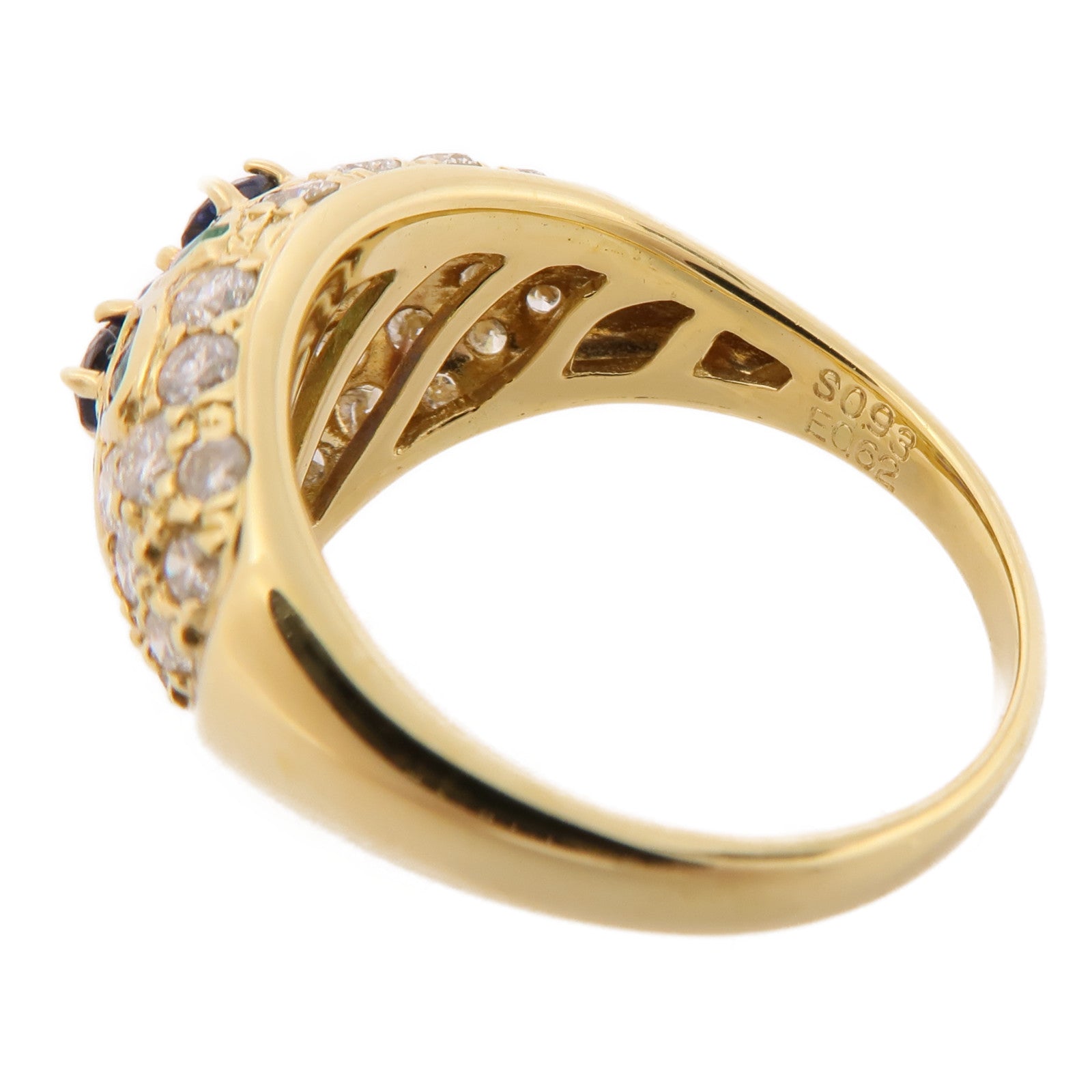 JEWELRY 【激減優惠】18K黃金Sapphire/Emerald/Diamond Ring藍寶石/綠寶石/鑽石戒指US#7