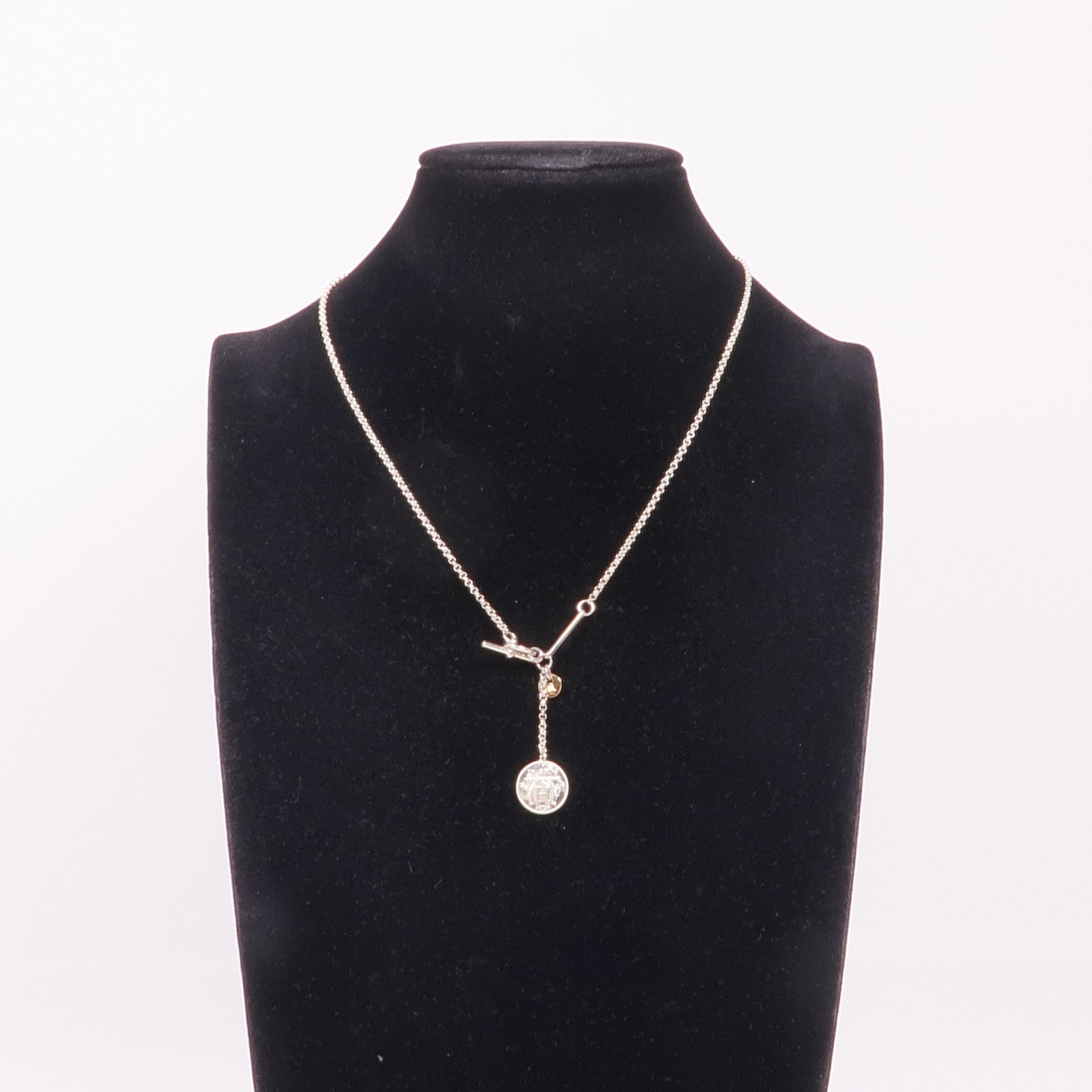 HERMES 925純銀/18K玫瑰金Ex-Libris Pendant Small Model項鍊