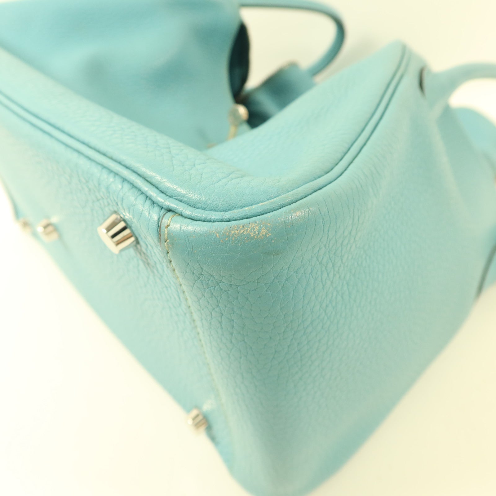 HERMES Clemence皮革Lindy 30手挽肩背兩用袋Bleu Atoll