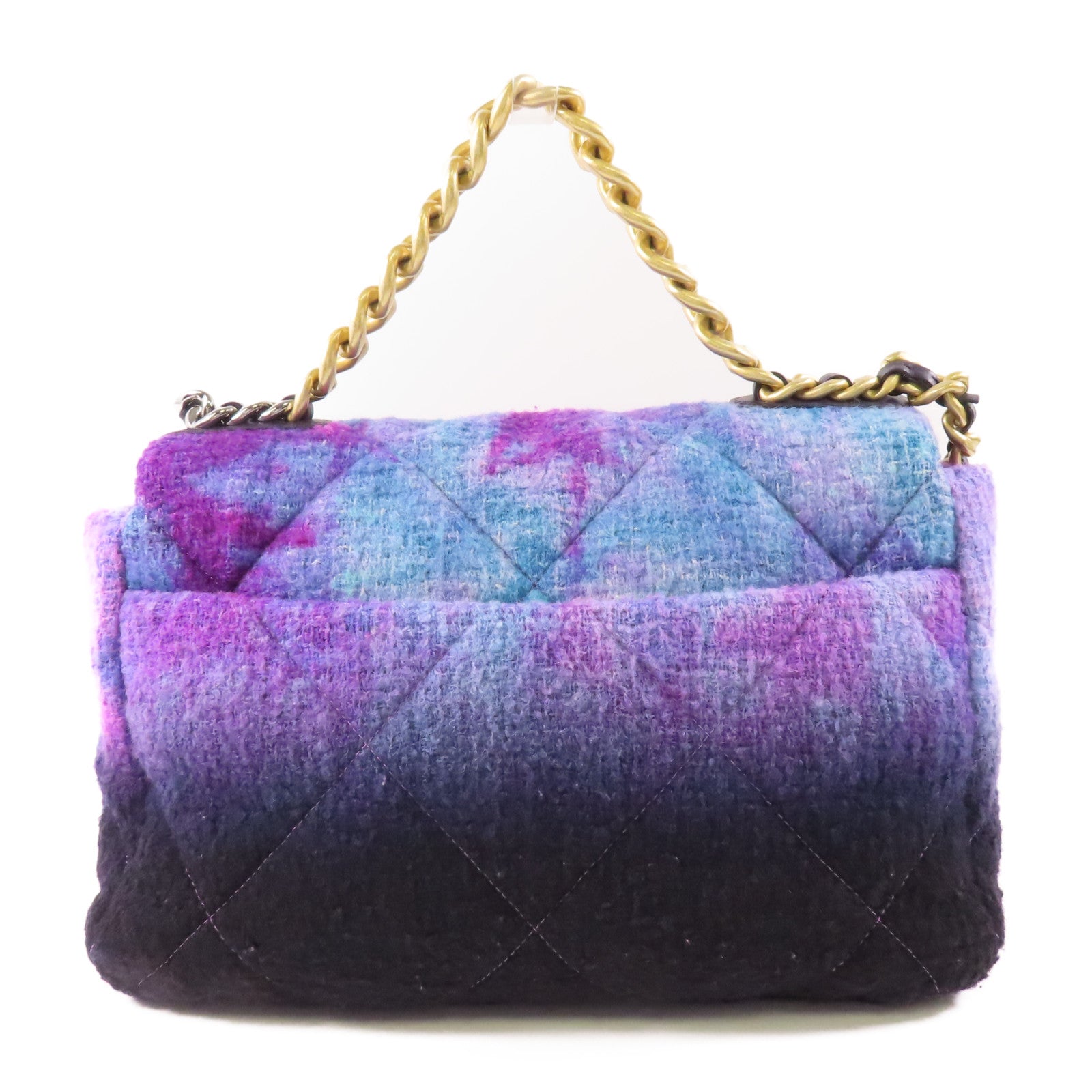 CHANEL CC Ombre Large 19 Chain Way Bag AS1161 Wool Purple/Black