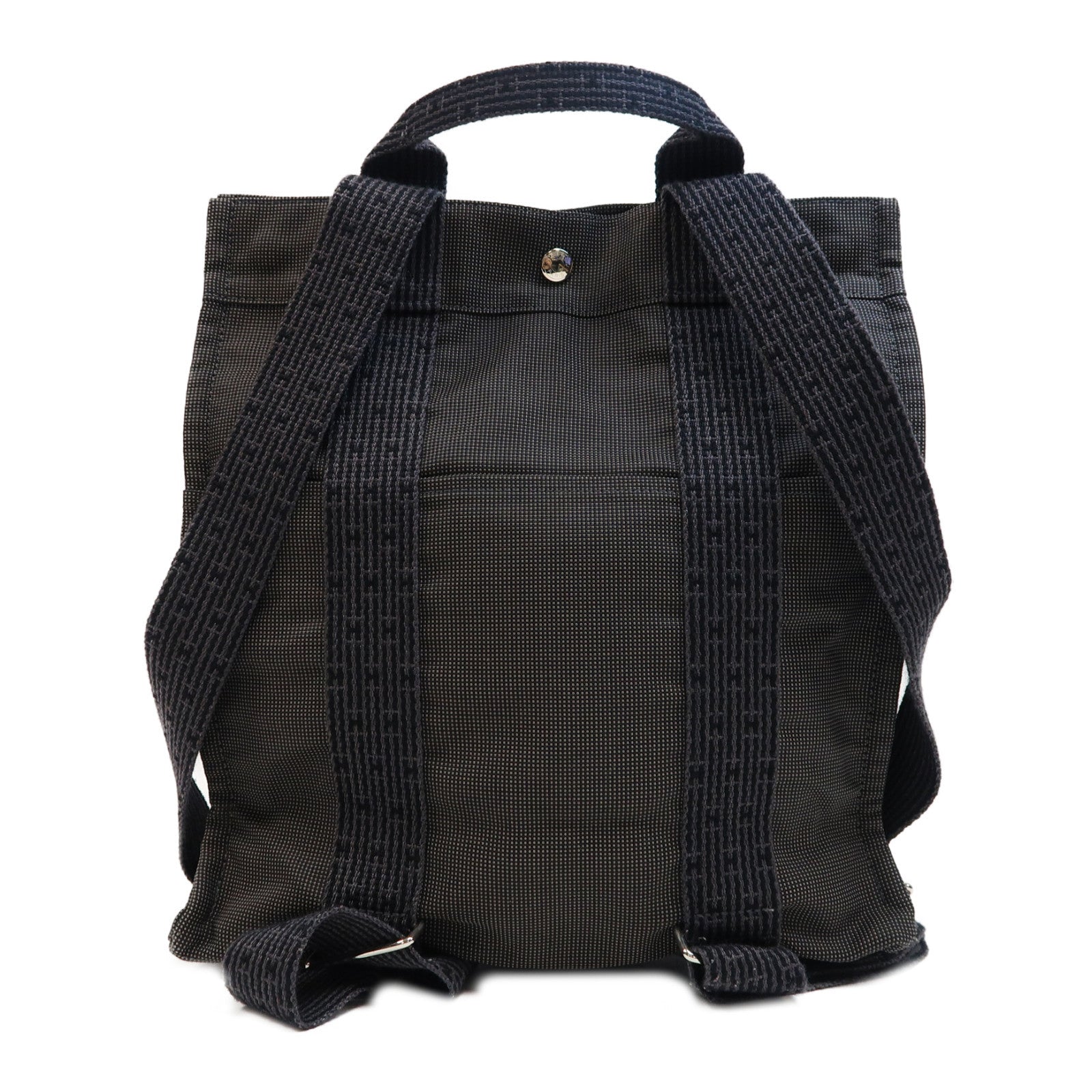 HERMES 帆布Herline Backpack銀扣背包灰色