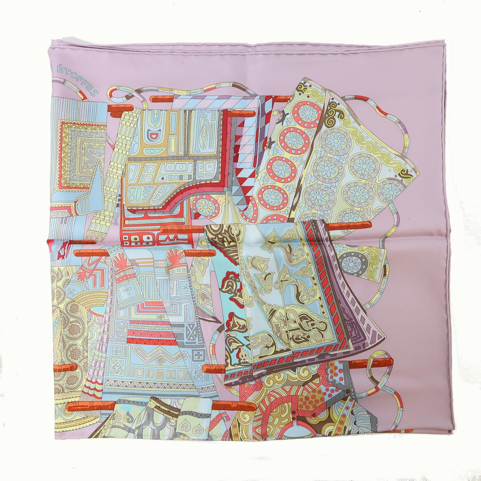 HERMES 絲質Scarf 90x90絲巾紫色/多色