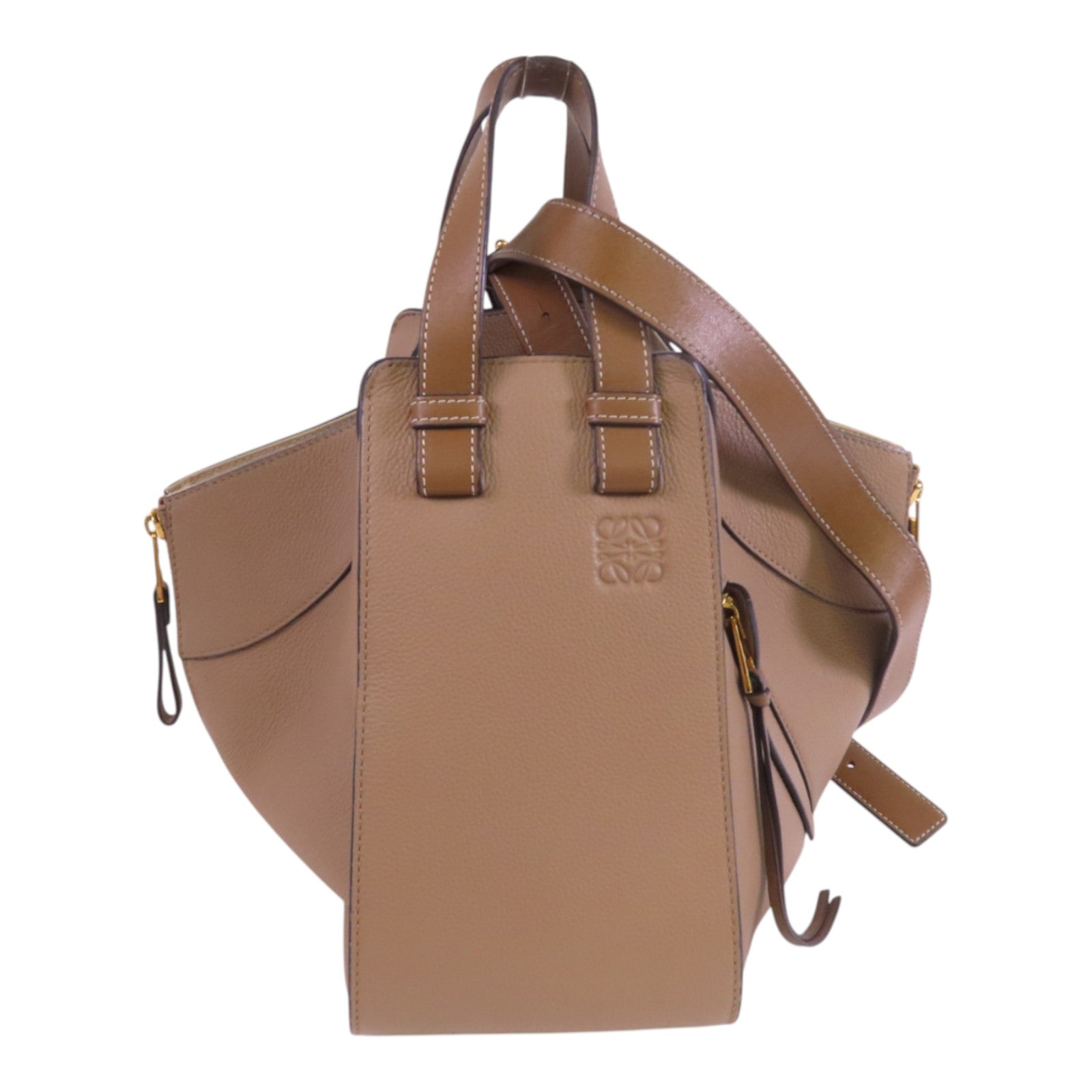 LOEWE GHW Hammock Small Hand Shoulder Bag Calfskin Leather Beige