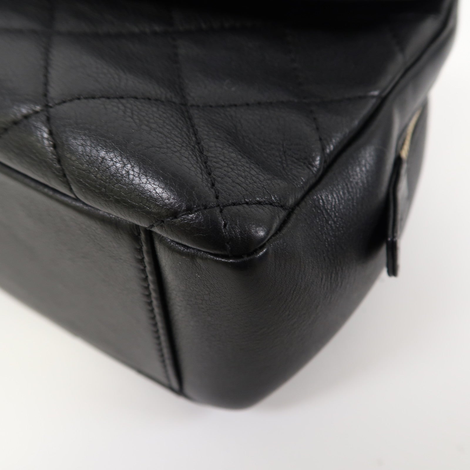 CHANEL 菱格牛皮皮革Chain Shoulder金扣手挽肩背兩用袋黑色