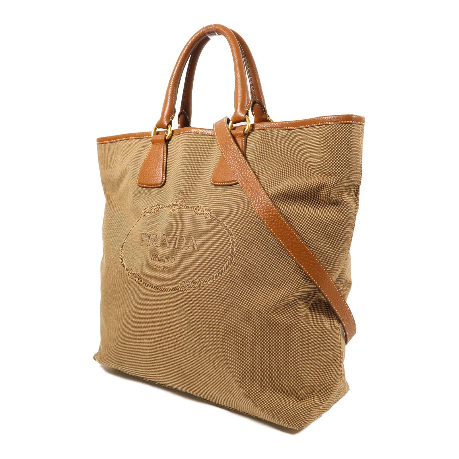 PRADA 帆布2 Way Shoulder金扣手挽肩背兩用袋