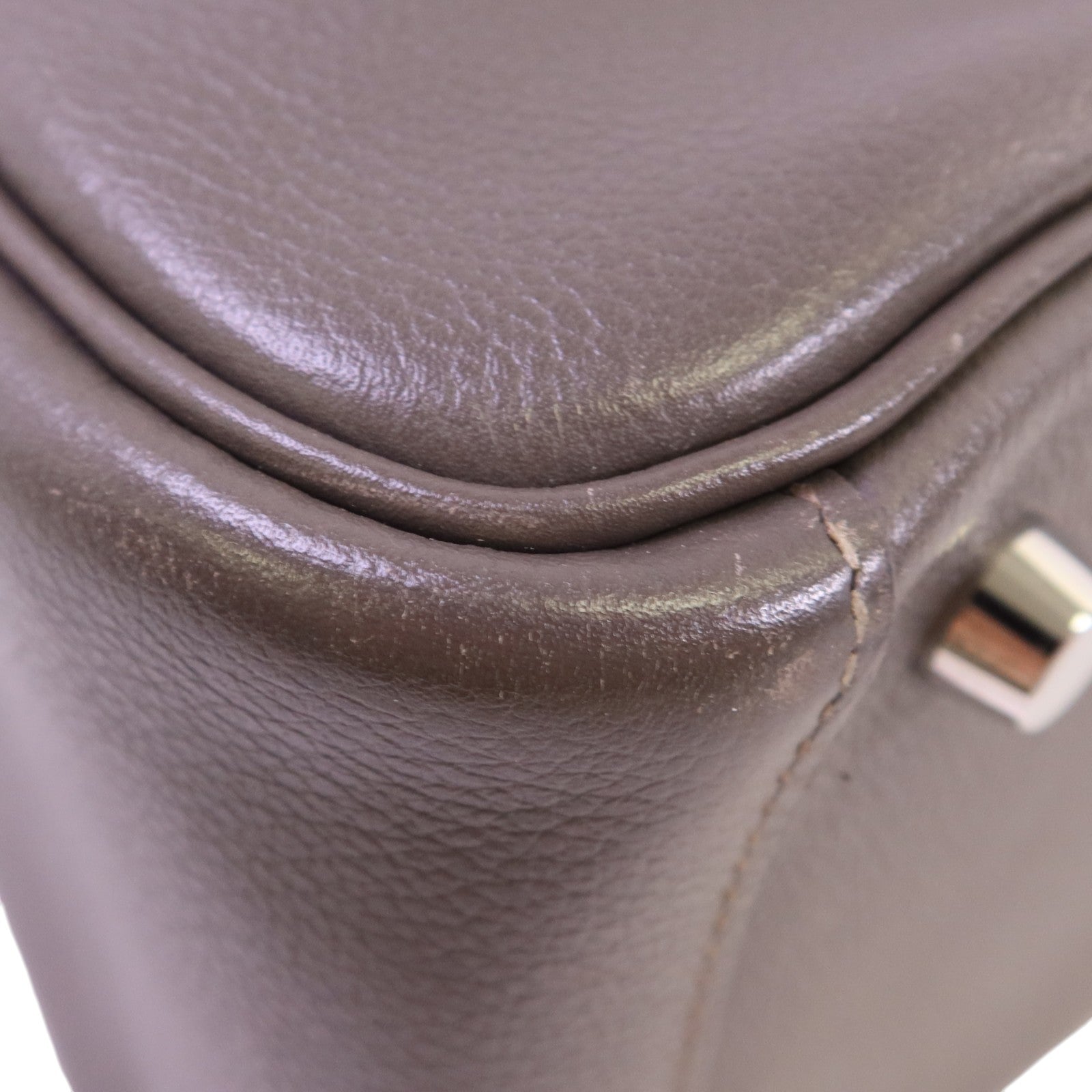 HERMES Evercolor皮革Lindy 26銀扣手挽肩背兩用袋Etain