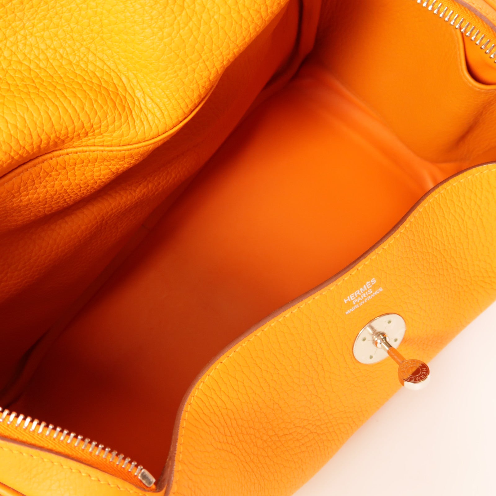 HERMES PHW Lindy 30 2 Way Bag Clemence Leather 93 Orange