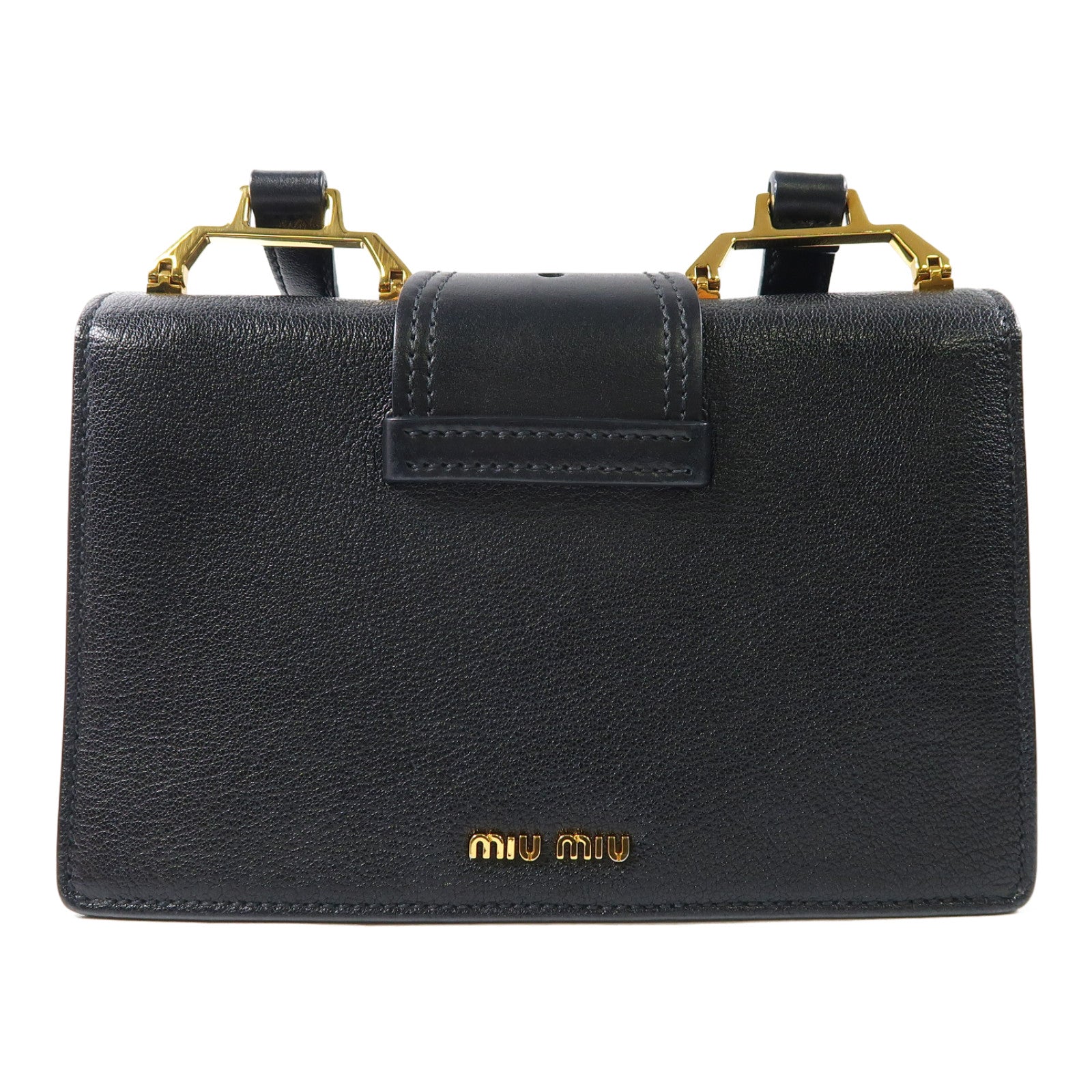 Miu Miu 牛皮皮革Shoulder Bag金扣肩背袋黑色