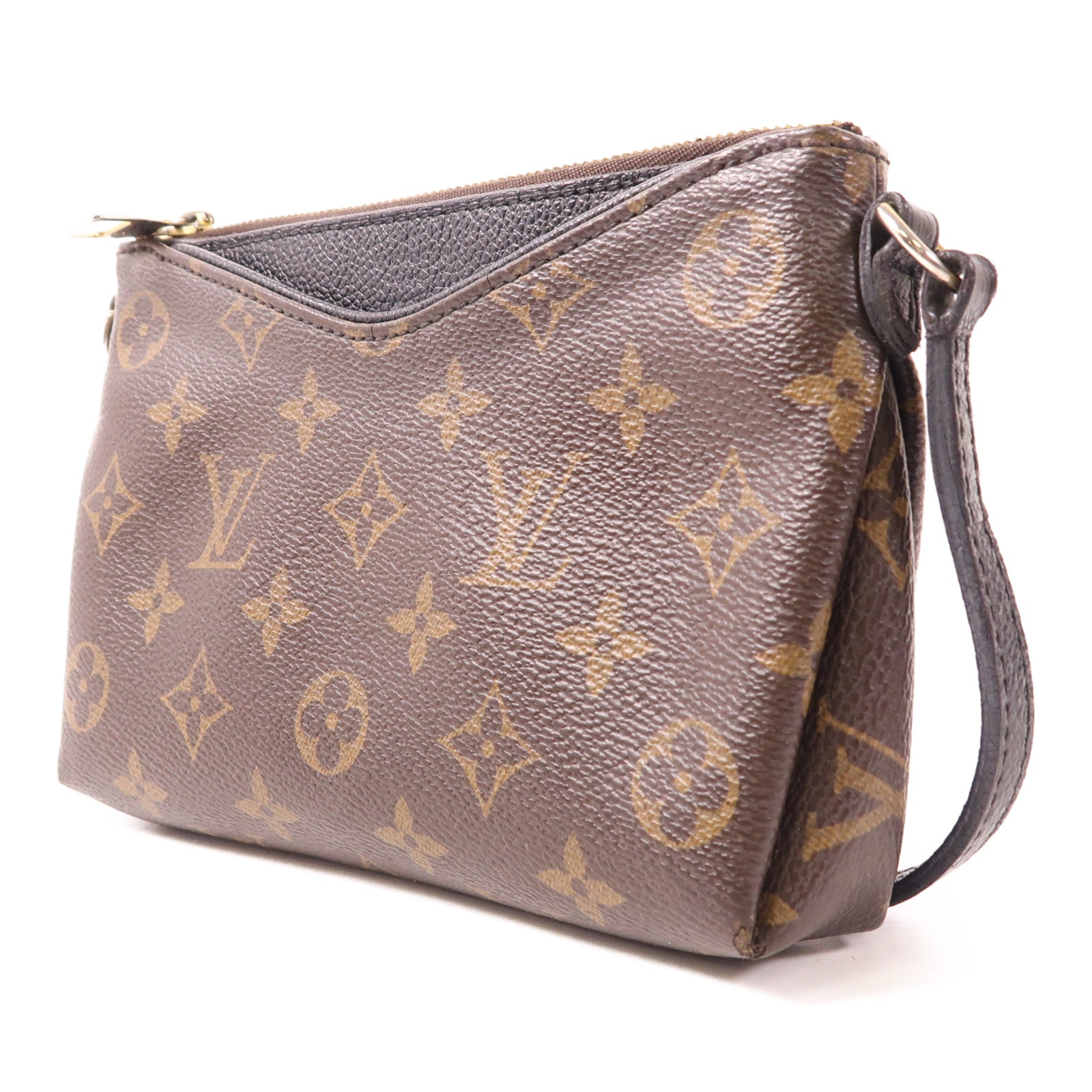 LOUIS VUITTON LV GHW Pallas Clutch Shoulder Bag M41639 Monogram Brown/Black