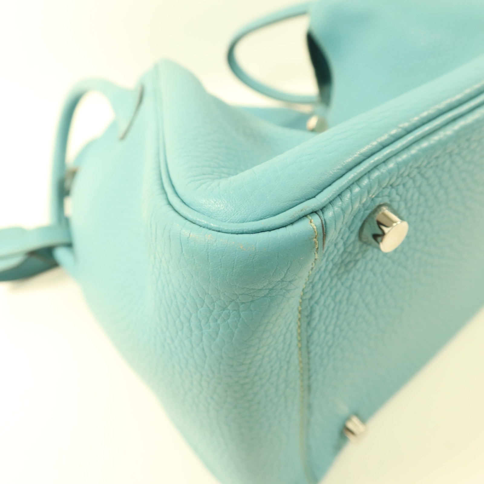 HERMES Clemence皮革Lindy 30手挽肩背兩用袋Bleu Atoll