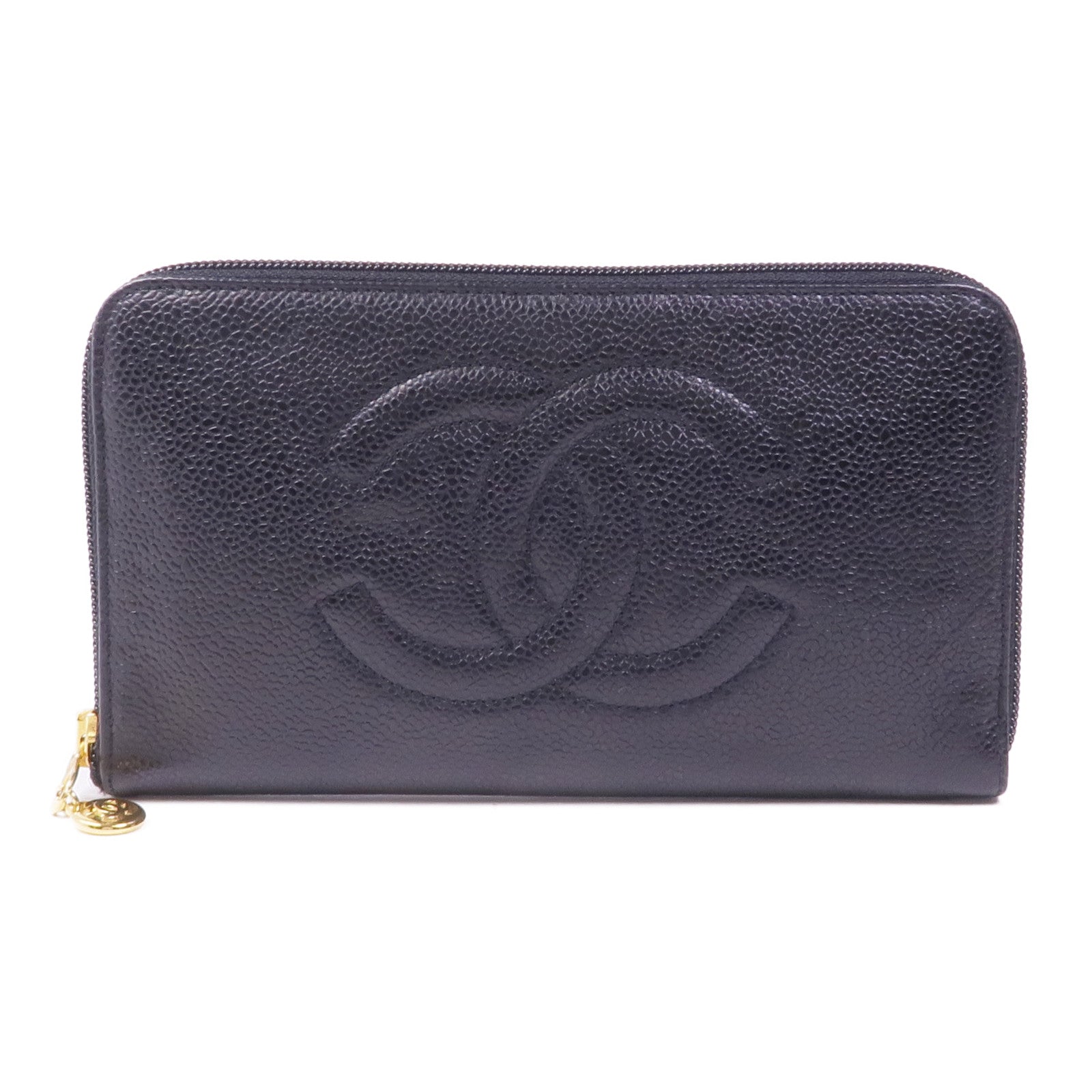 CHANEL 牛皮皮革Long Wallet金扣長錢包