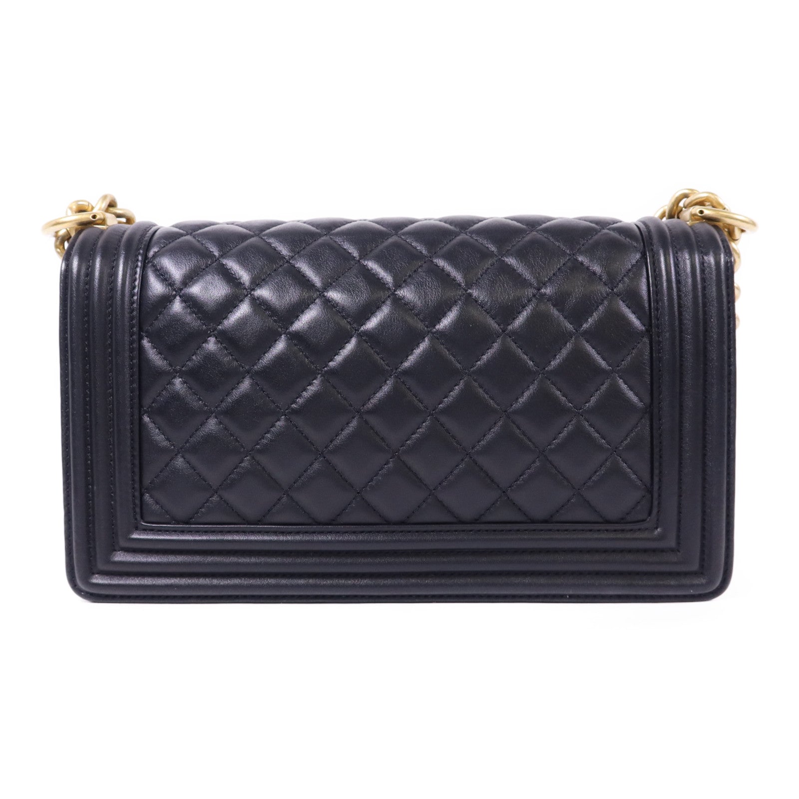 CHANEL 羊皮皮革Boy 25金扣鏈帶肩背袋