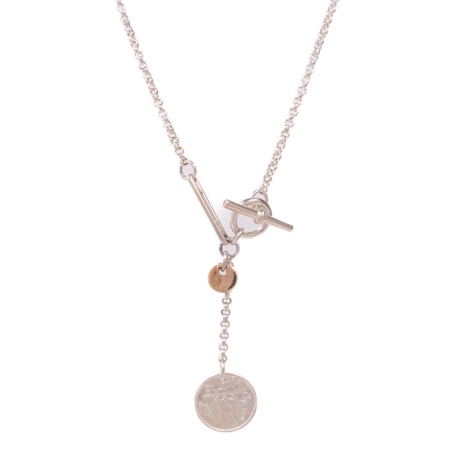 HERMES 【激減優惠】925純銀/18K玫瑰金Ex-Libris Pendant Small Model項鍊